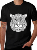 Abstract Tiger Head Graphic Black T-Shirt