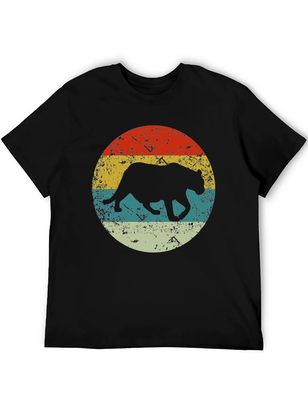 Retro Panther Graphic Black T-Shirt