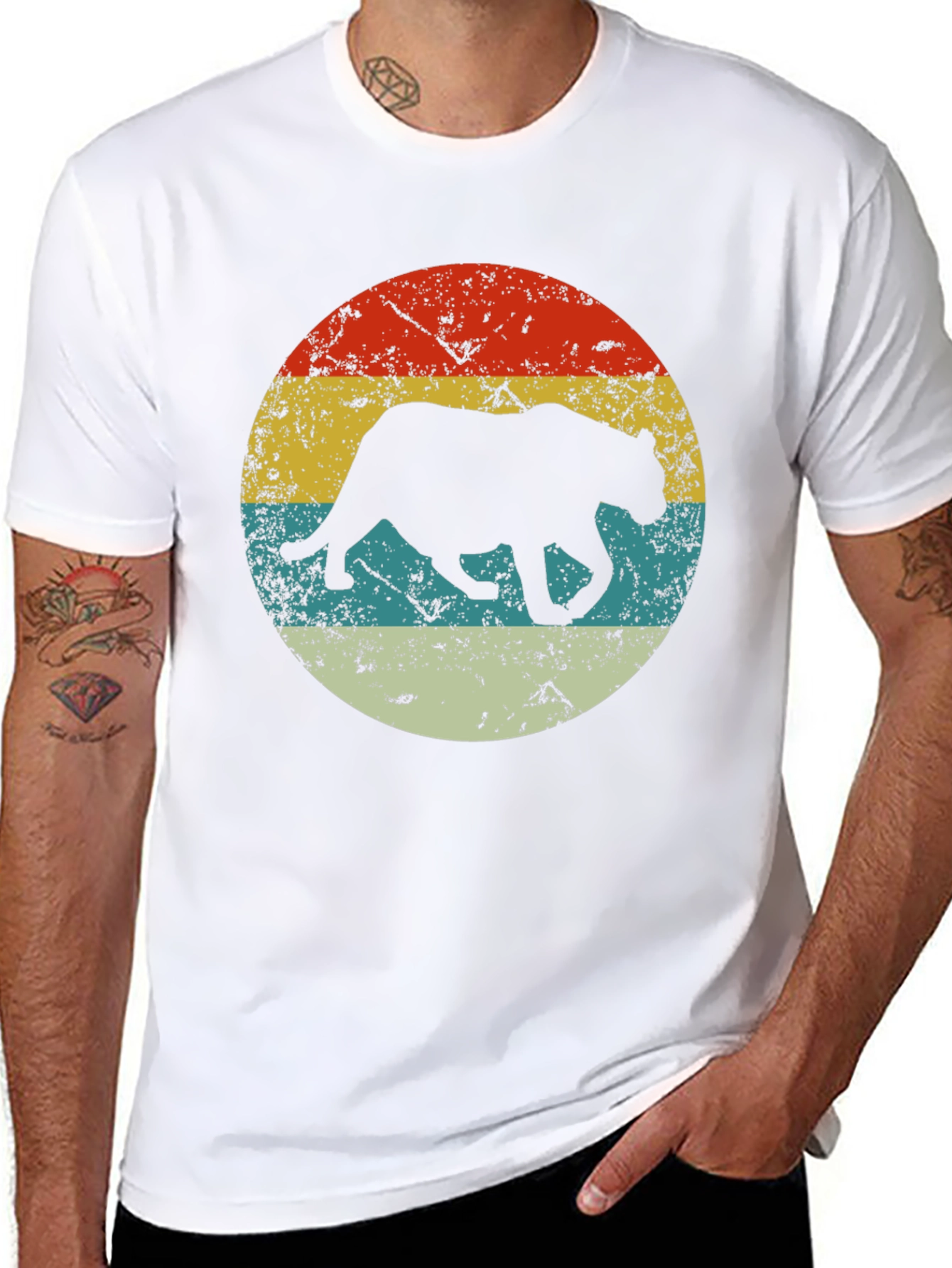 Retro Panther Graphic Black T-Shirt
