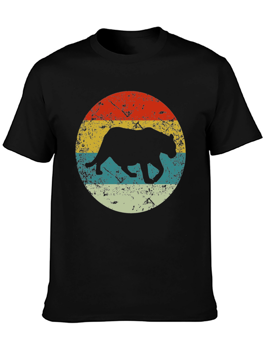 Retro Panther Graphic Black T-Shirt