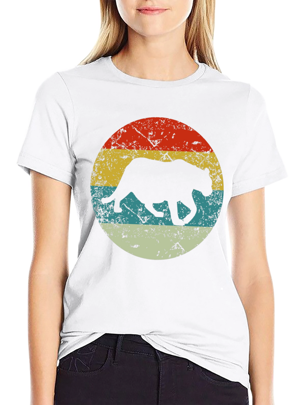 Retro Panther Graphic Black T-Shirt