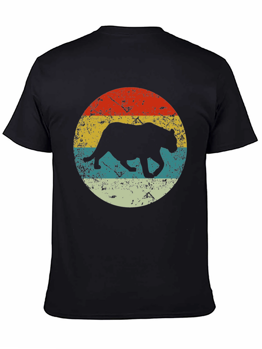 Retro Panther Graphic Black T-Shirt