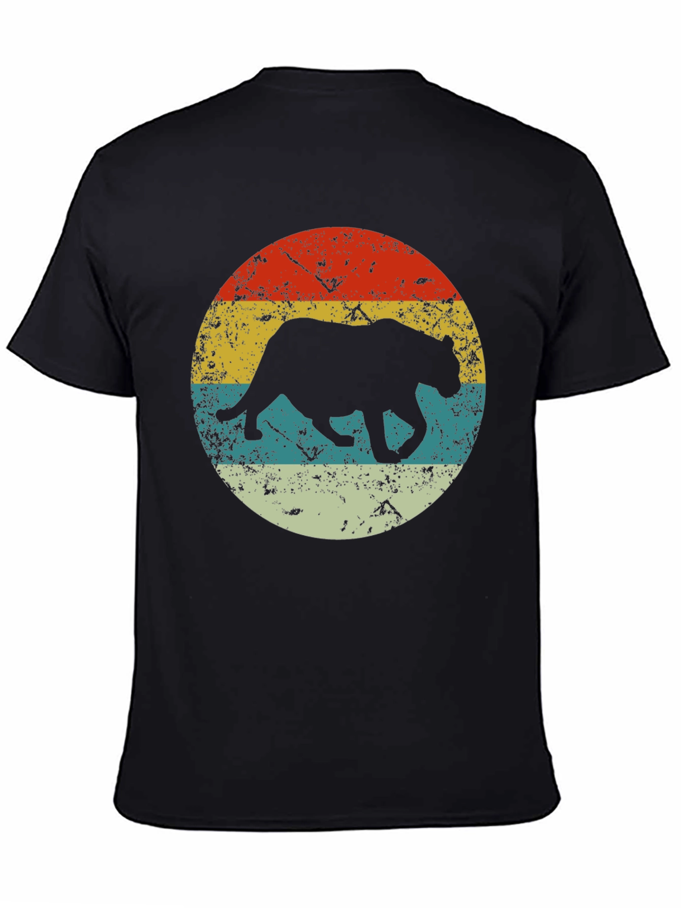Retro Panther Graphic Black T-Shirt
