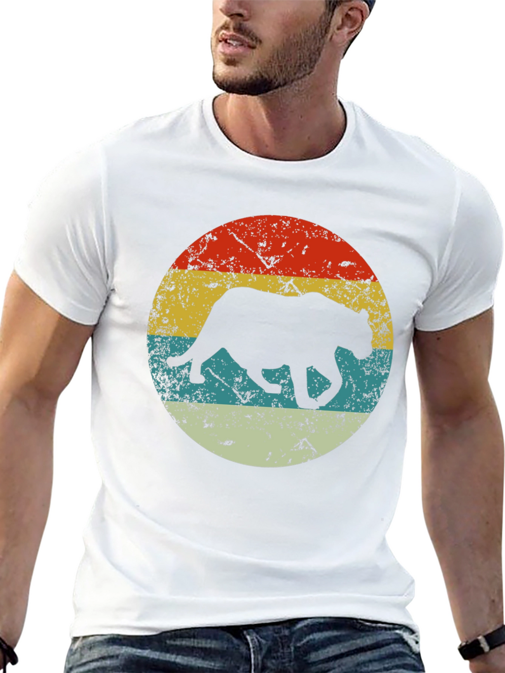 Retro Panther Graphic Black T-Shirt