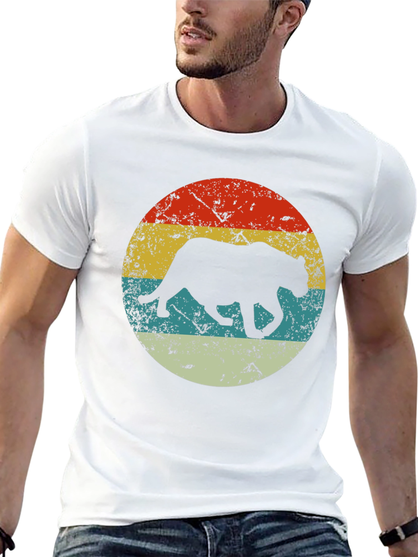 Retro Panther Graphic Black T-Shirt