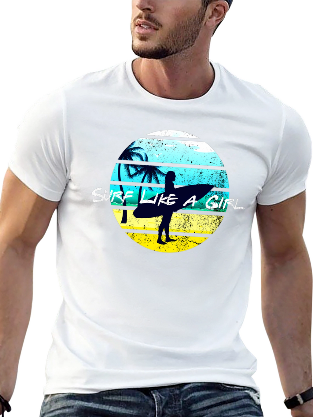 Surf Like A Girl Graphic Tee - Black