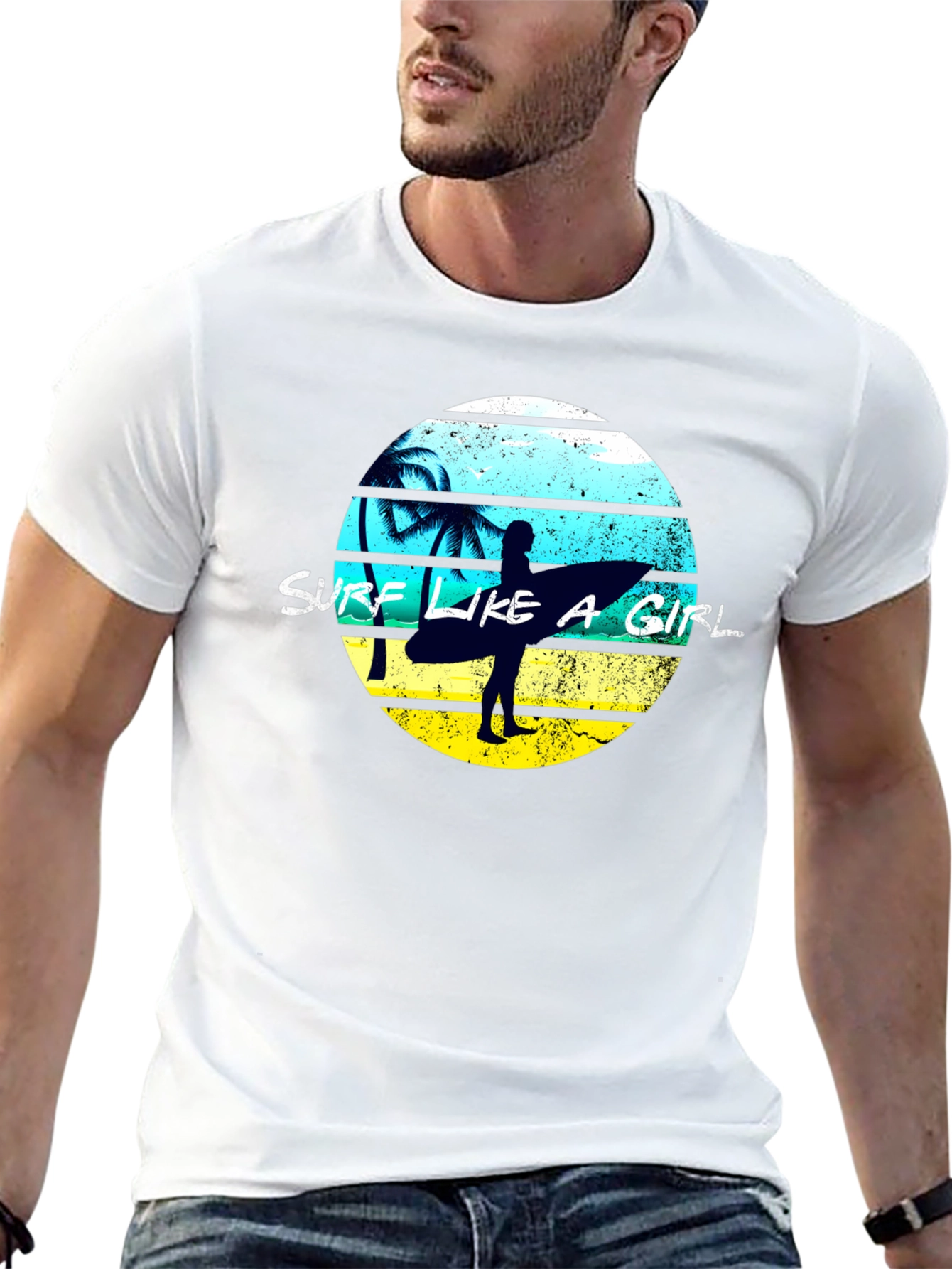 Surf Like A Girl Graphic Tee - Black