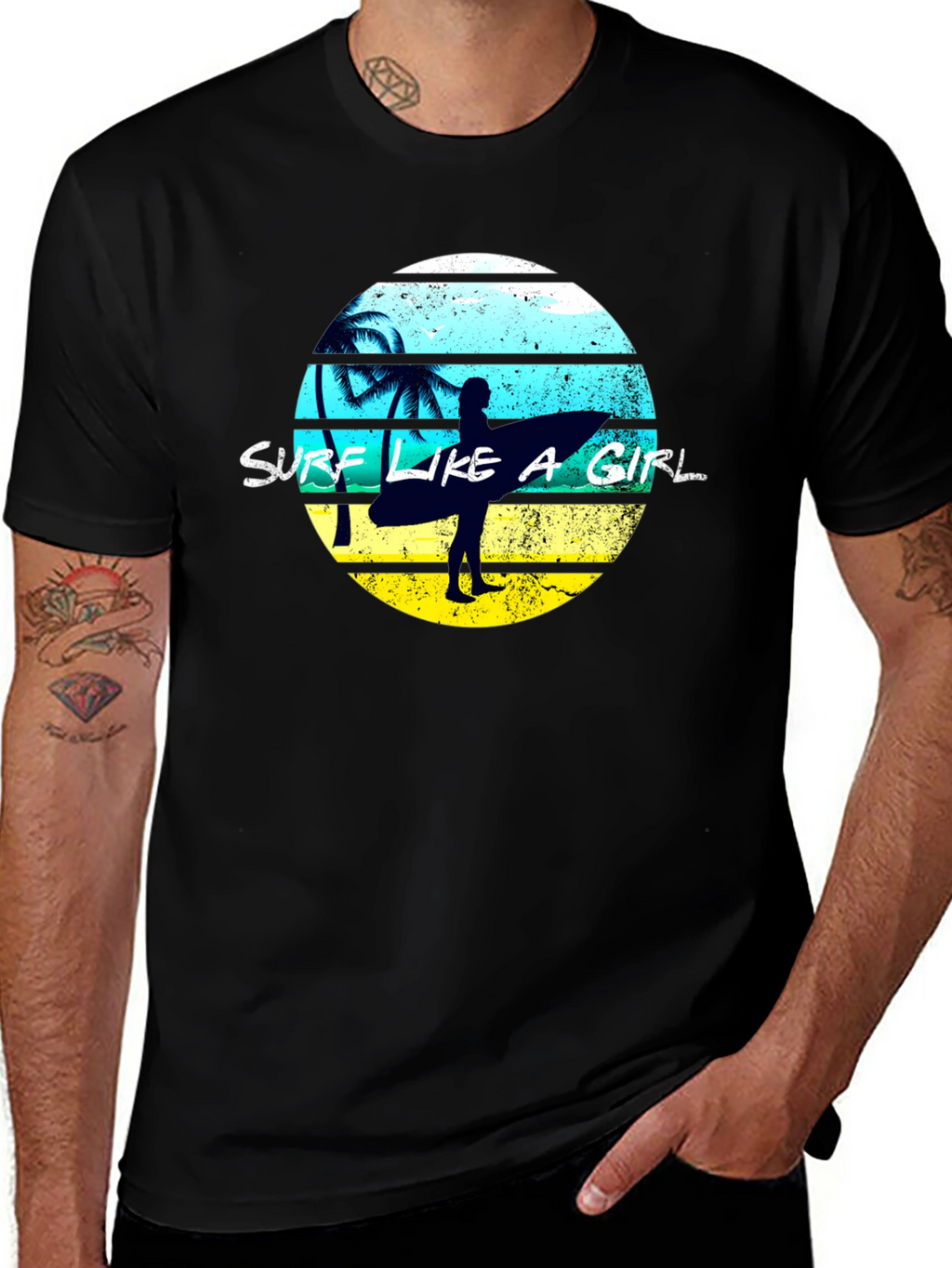 Surf Like A Girl Graphic Tee - Black