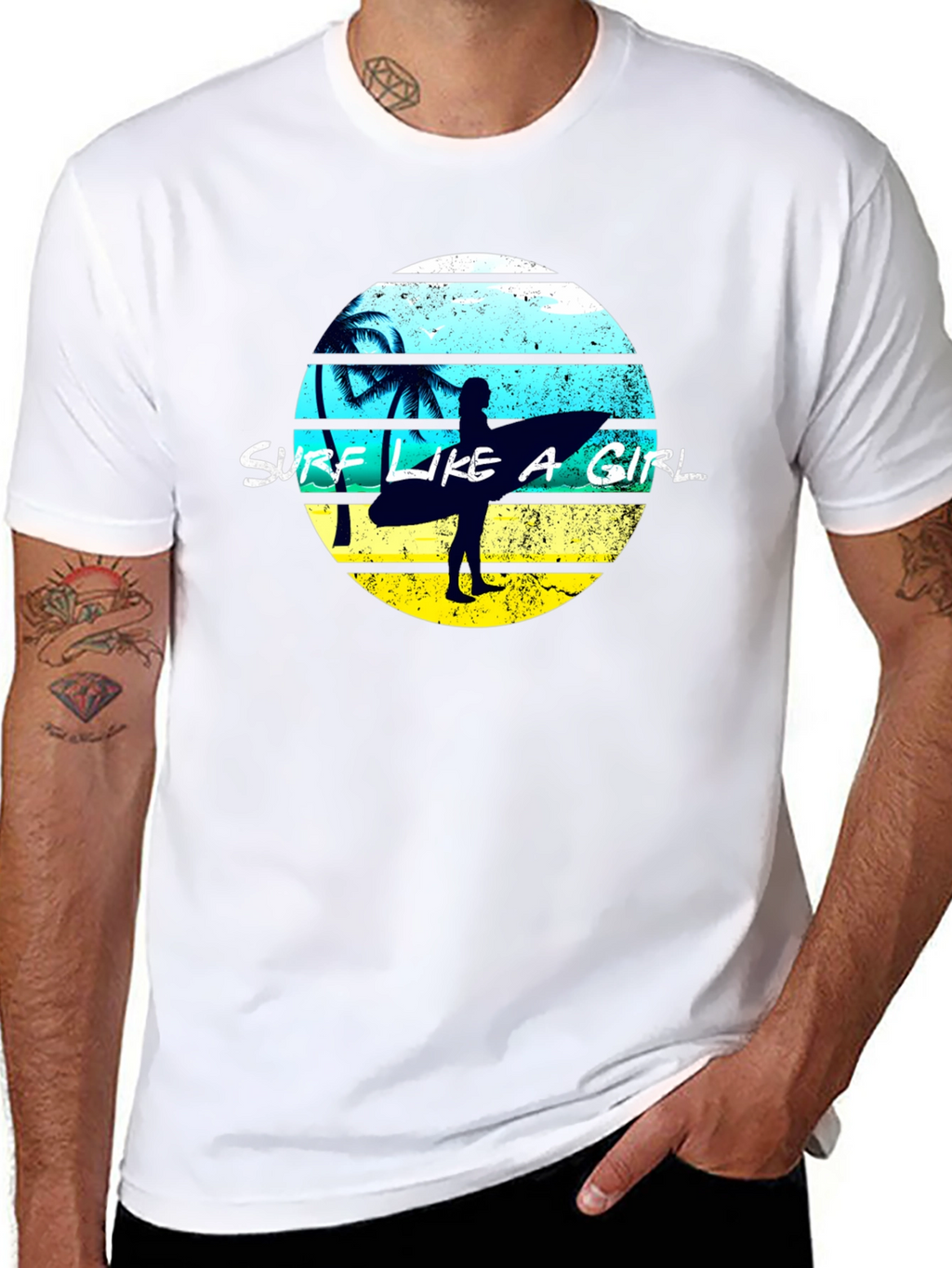 Surf Like A Girl Graphic Tee - Black