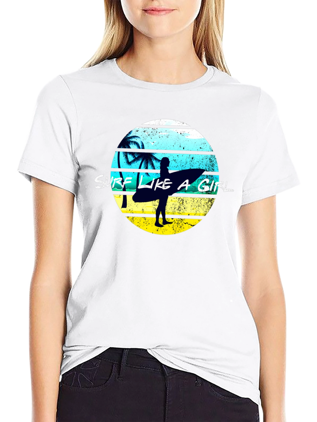 Surf Like A Girl Graphic Tee - Black