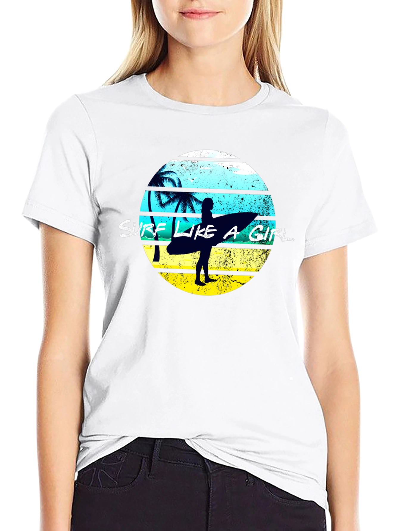 Surf Like A Girl Graphic Tee - Black