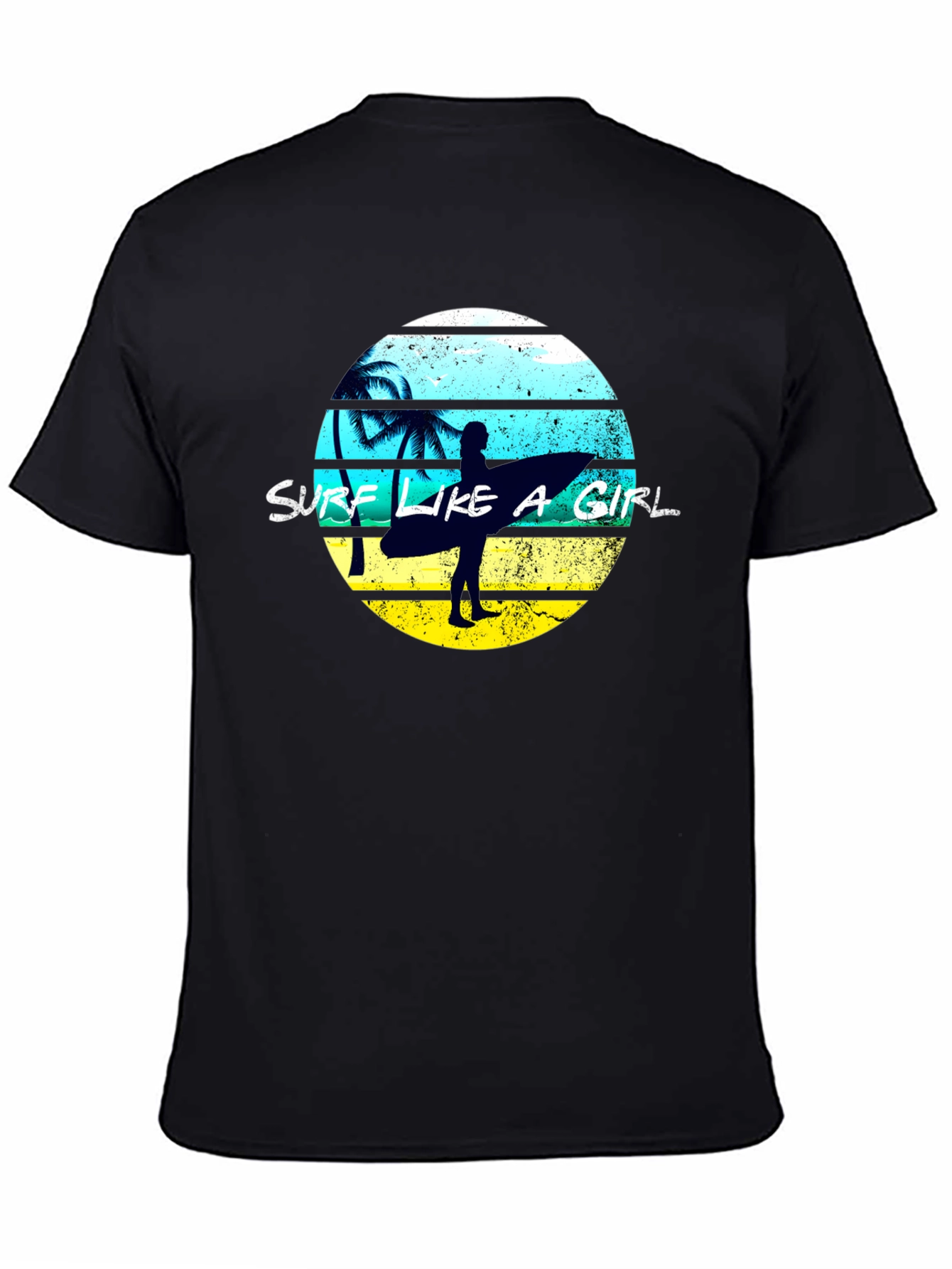 Surf Like A Girl Graphic Tee - Black