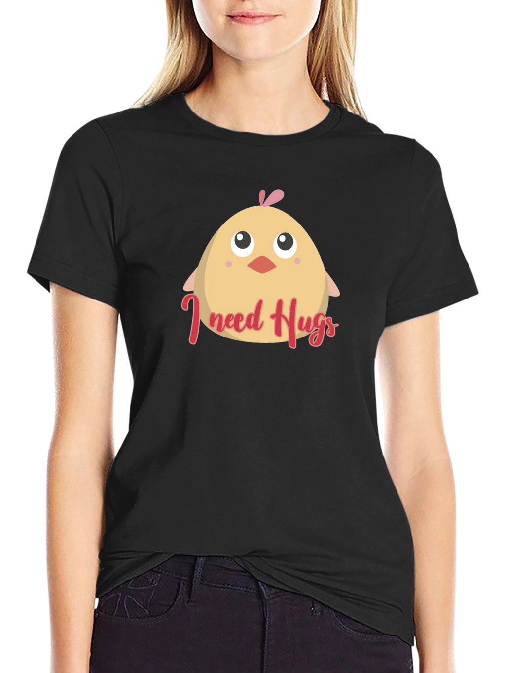 Cute I Need Hugs Chick Graphic Tee