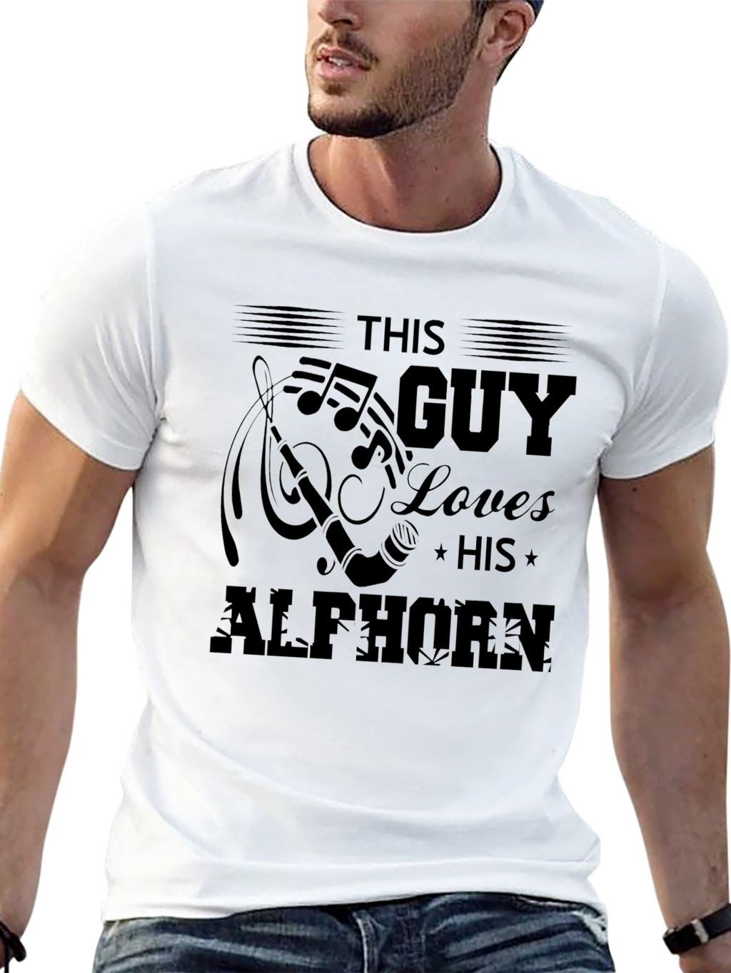 This Guy Loves His Alphorn T-Shirt - Black