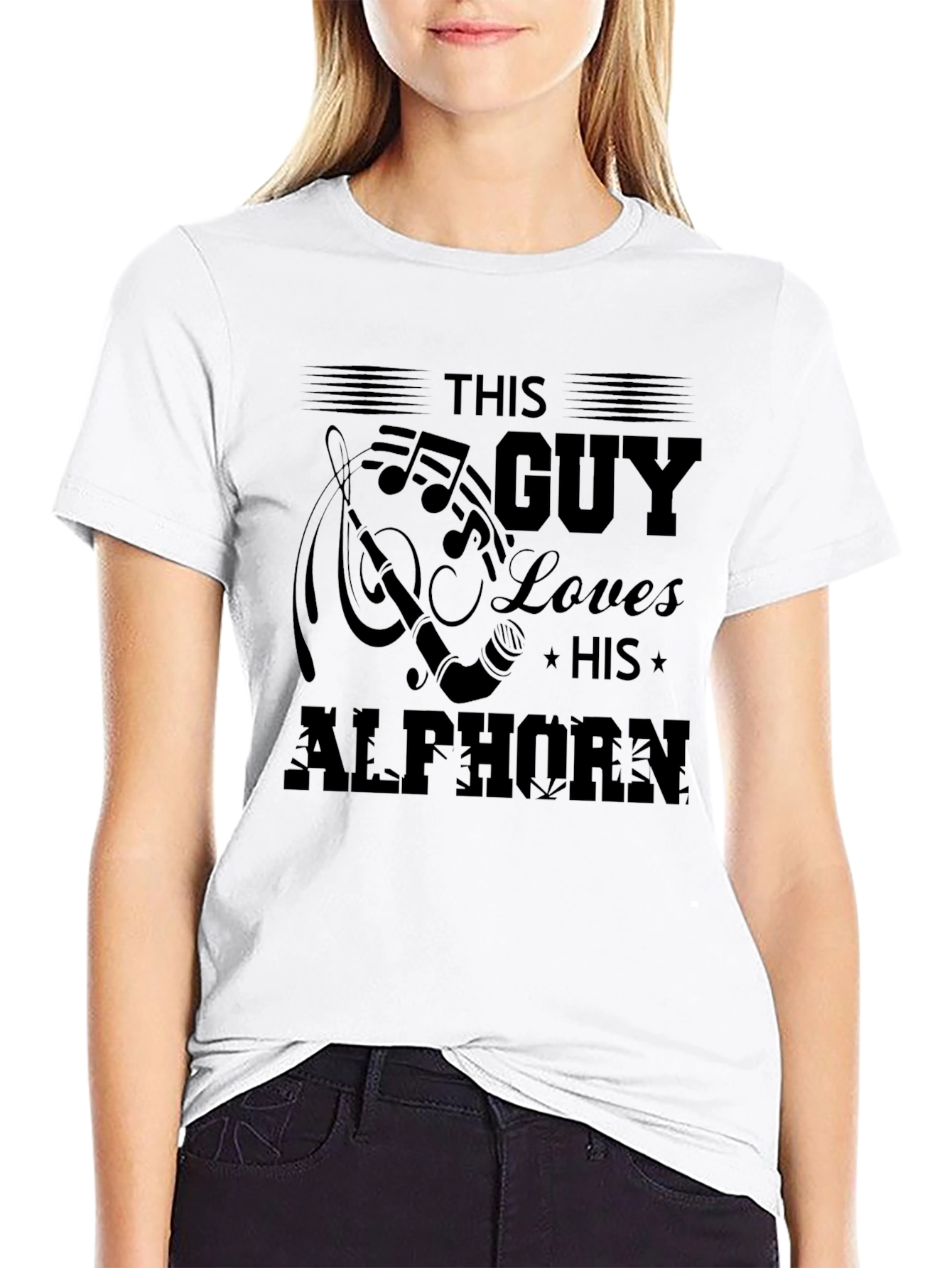 This Guy Loves His Alphorn T-Shirt - Black