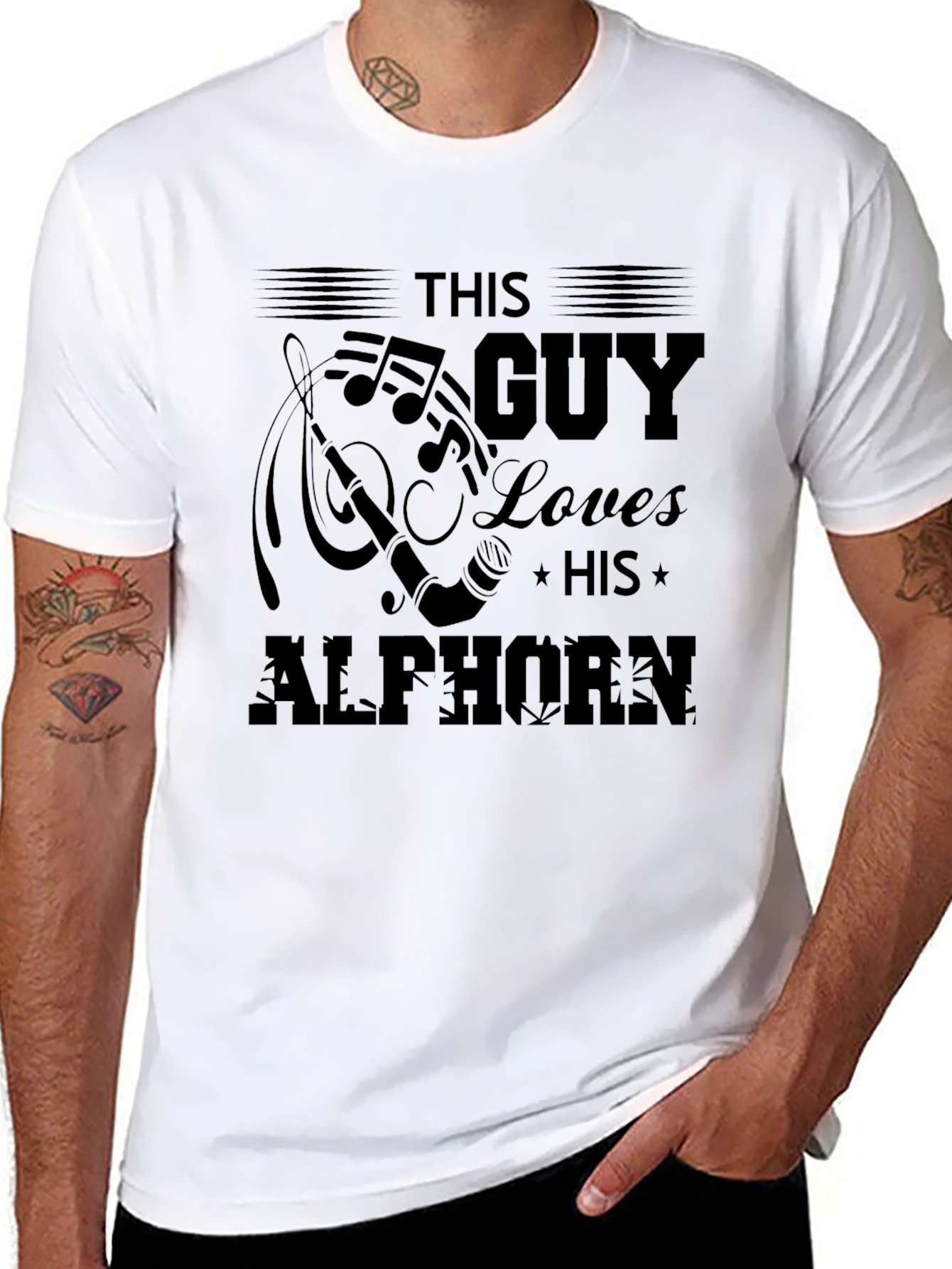 This Guy Loves His Alphorn T-Shirt - Black