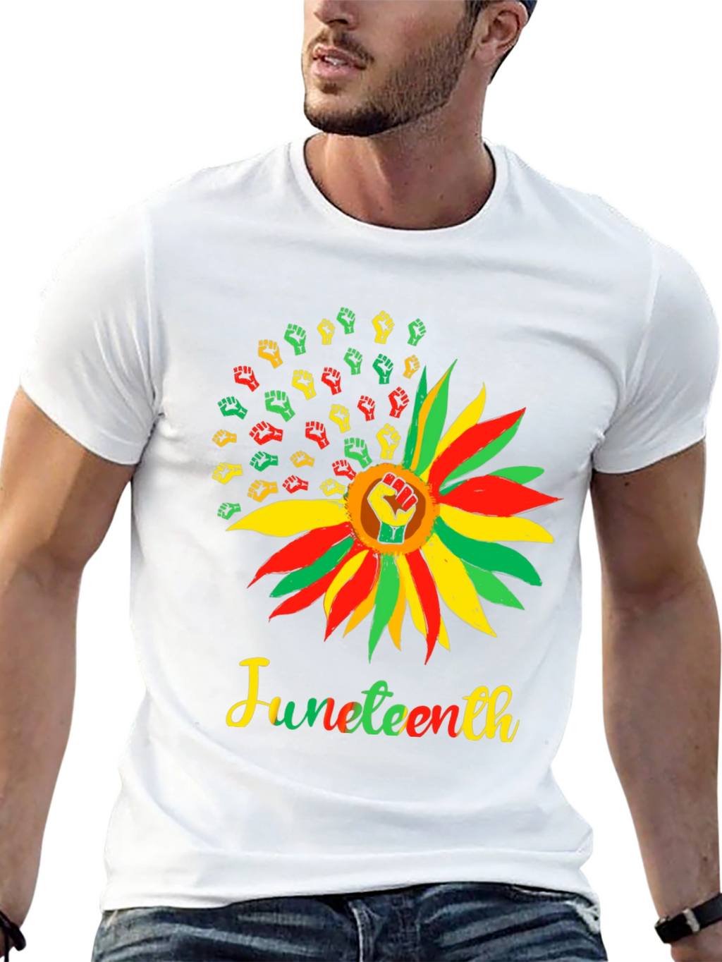 Juneteenth Fist Sunflower Graphic T-Shirt