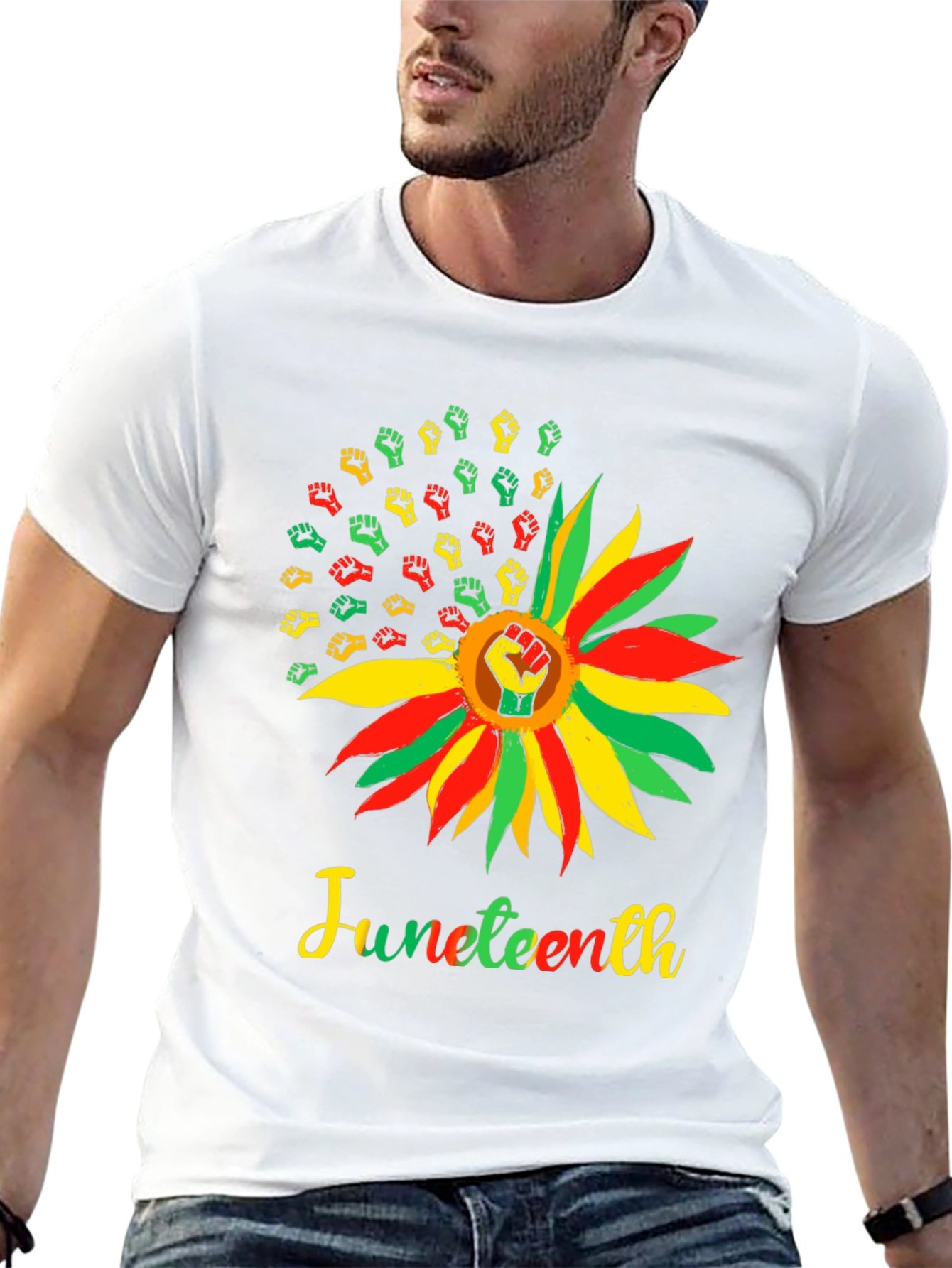 Juneteenth Fist Sunflower Graphic T-Shirt