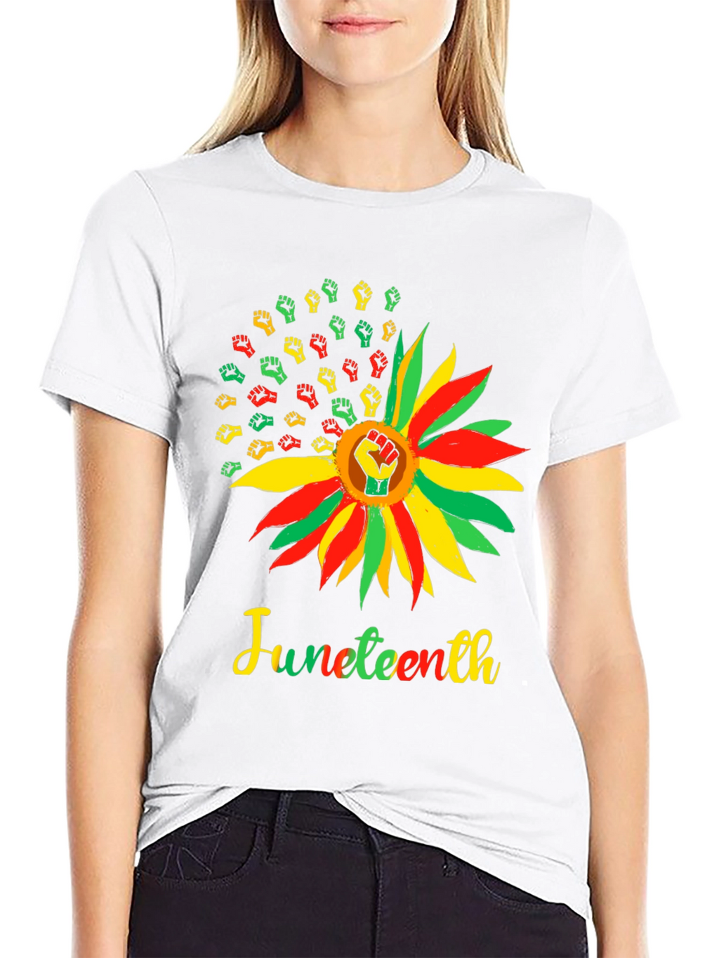 Juneteenth Fist Sunflower Graphic T-Shirt