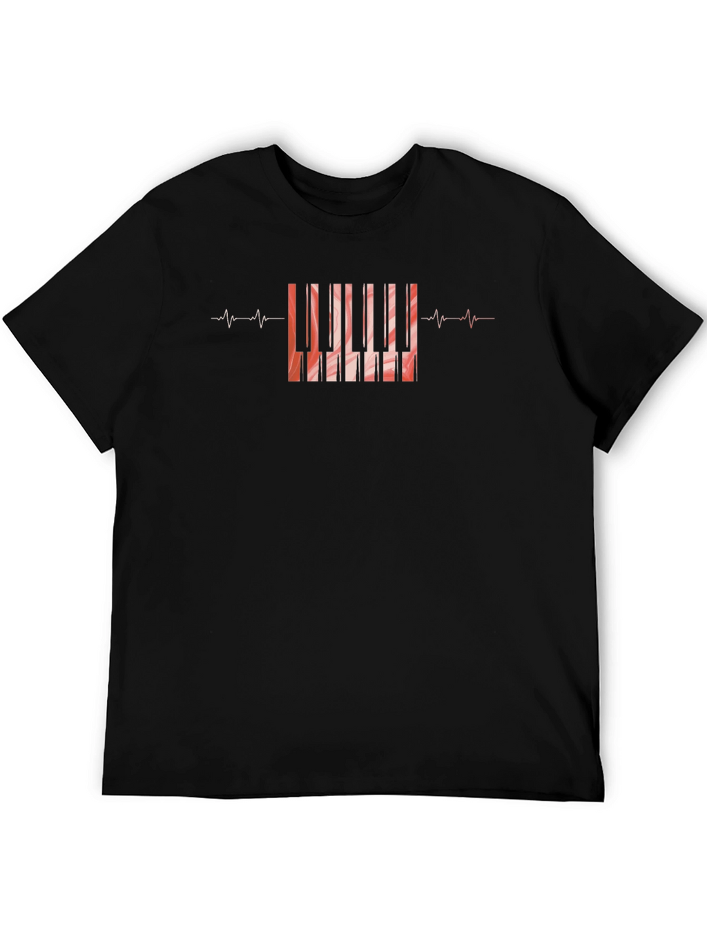Piano Heartbeat Black T-Shirt