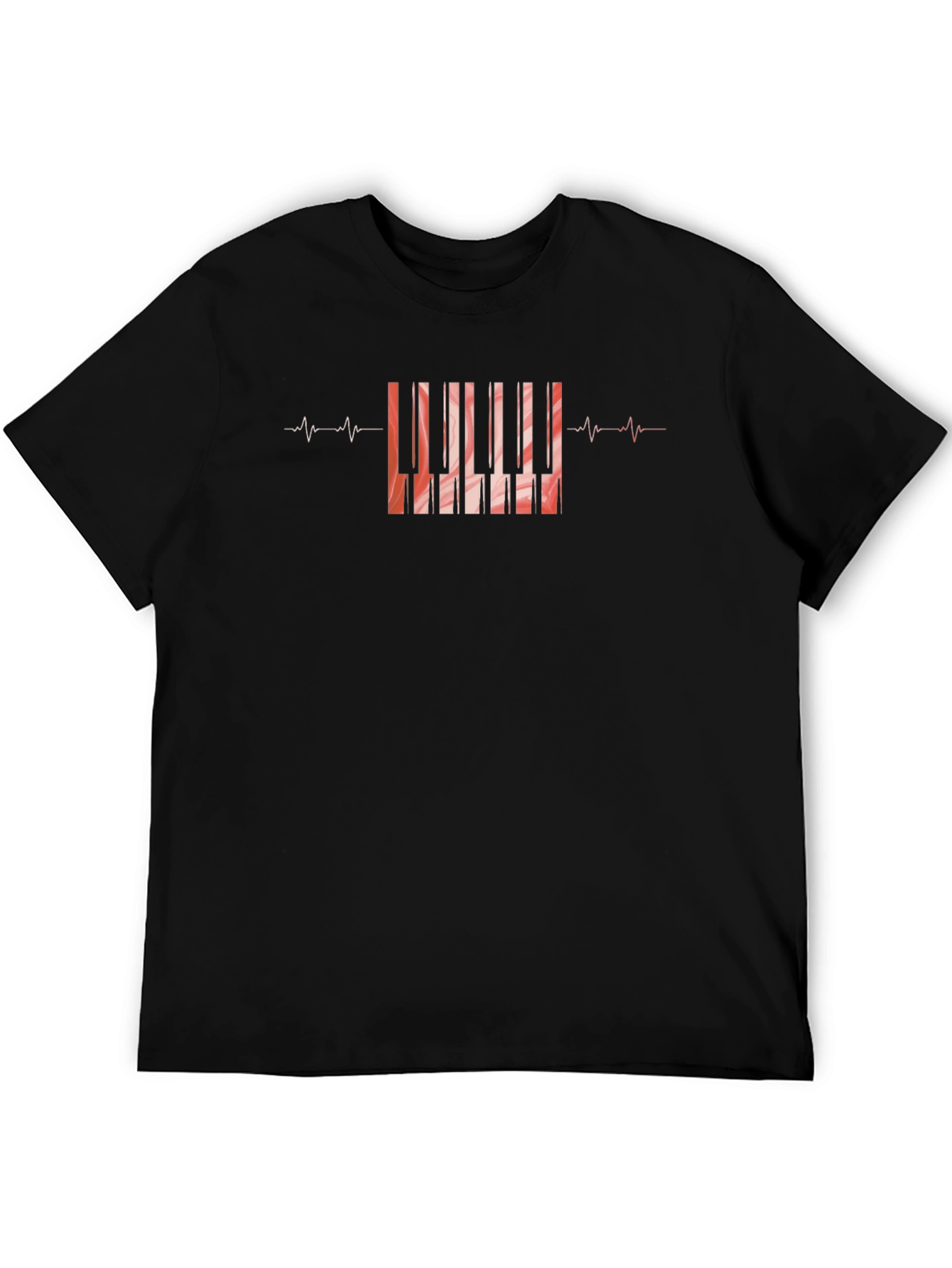 Piano Heartbeat Black T-Shirt