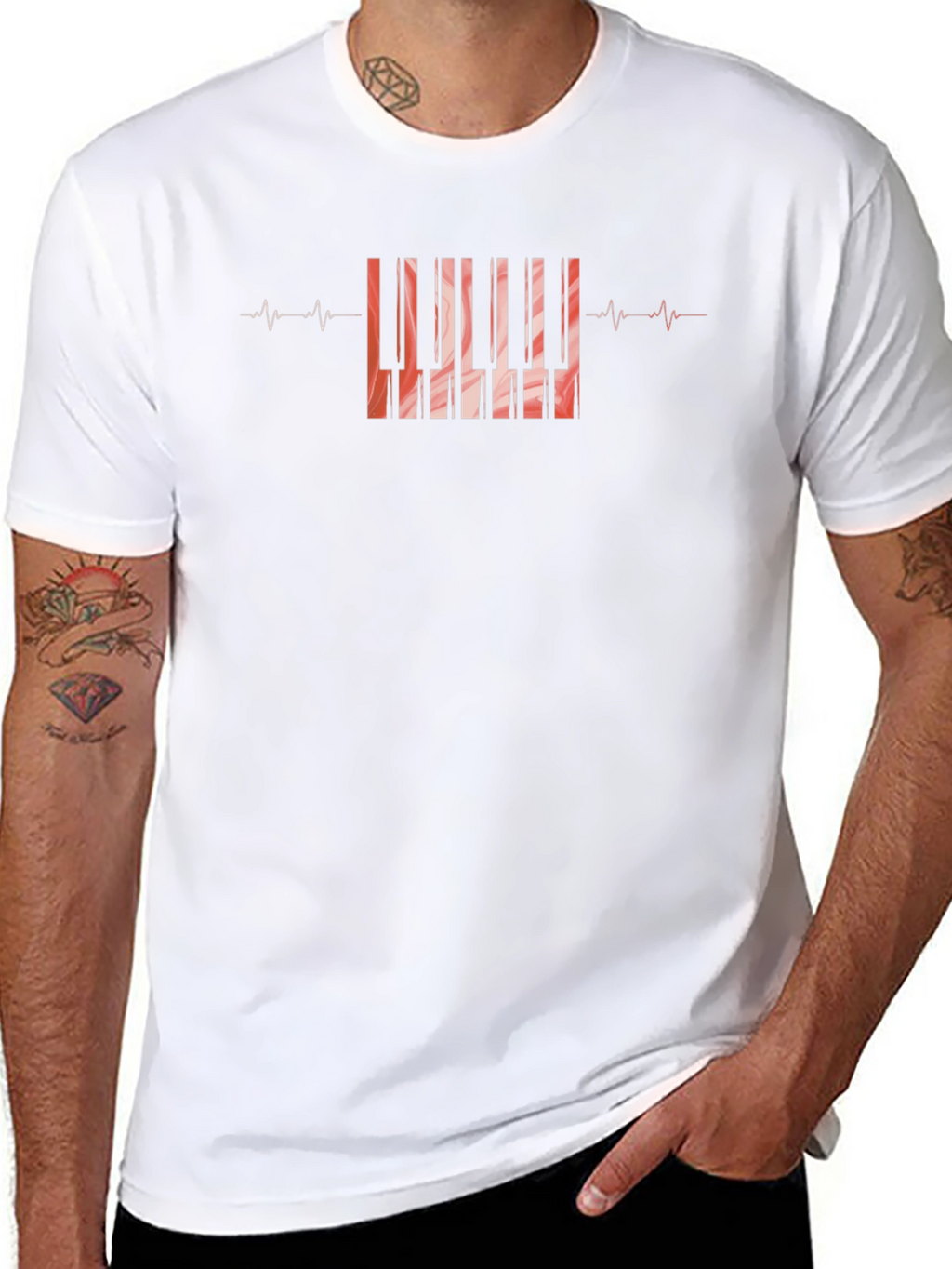 Piano Heartbeat Black T-Shirt