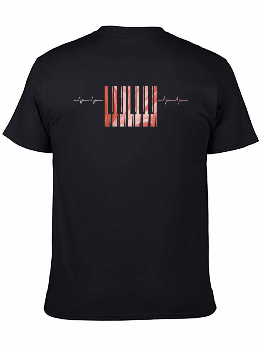 Piano Heartbeat Black T-Shirt