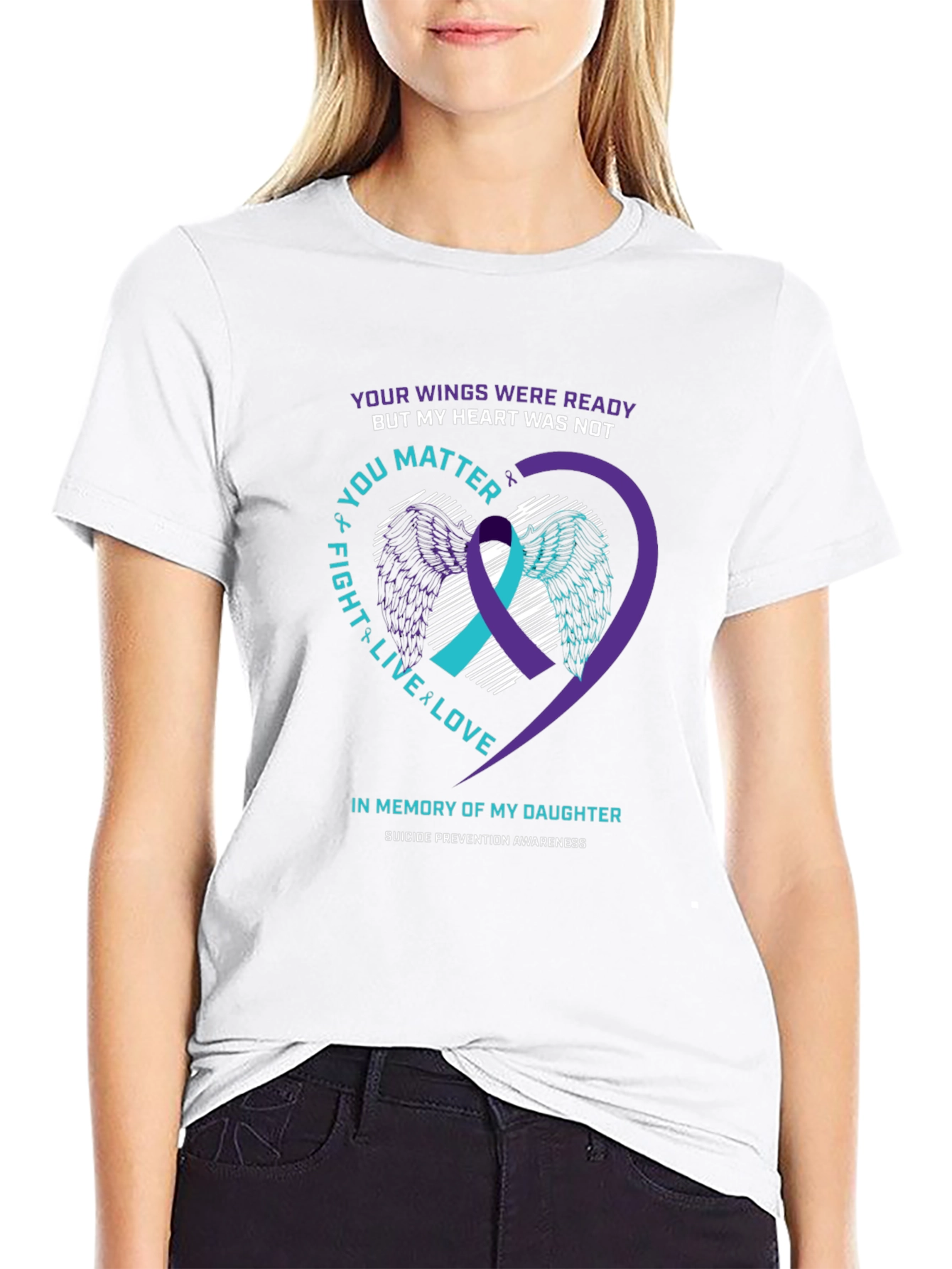 Suicide Awareness T-Shirt - Wings & Heart