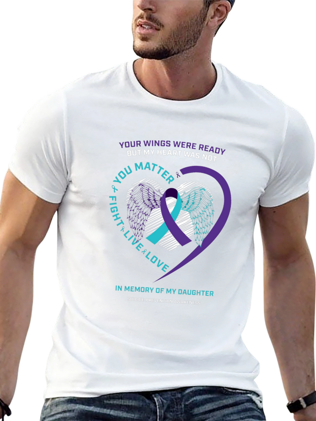 Suicide Awareness T-Shirt - Wings & Heart
