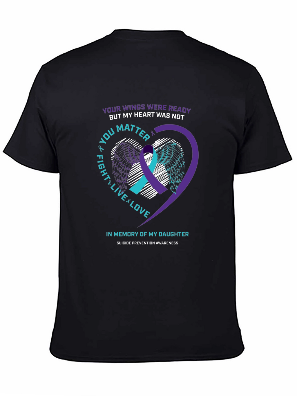 Suicide Awareness T-Shirt - Wings & Heart