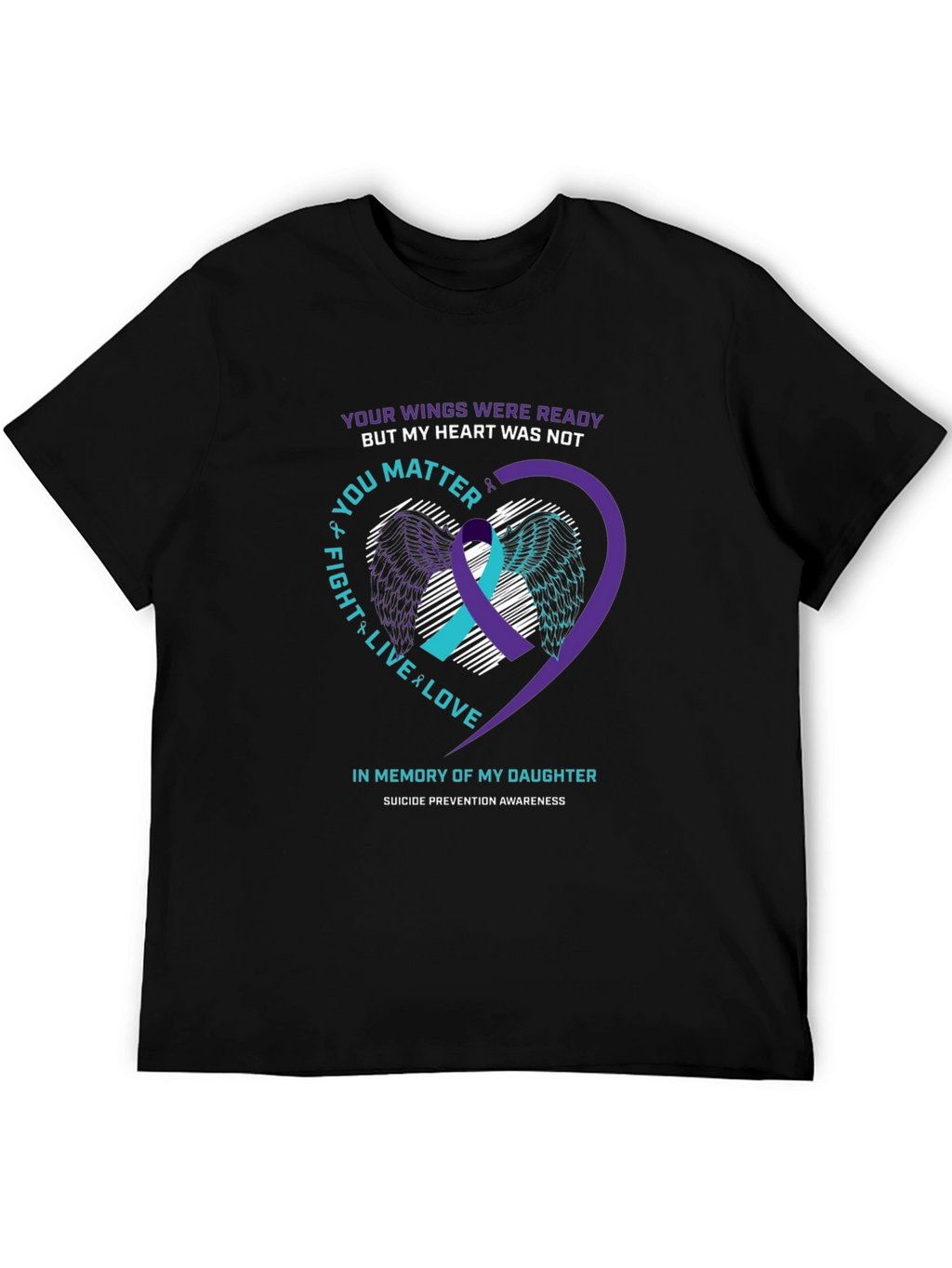 Suicide Awareness T-Shirt - Wings & Heart