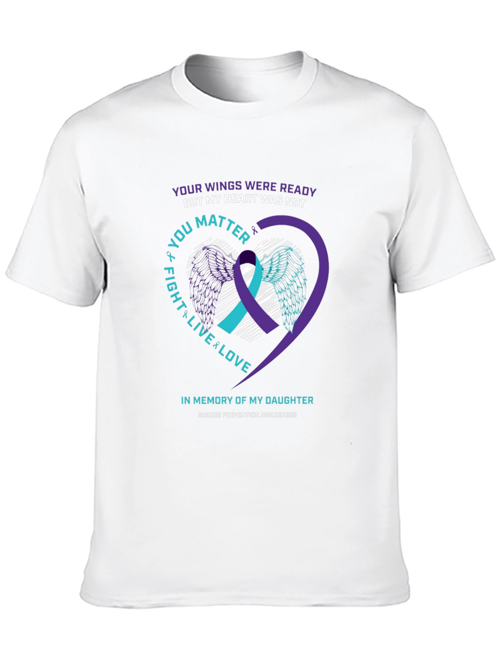Suicide Awareness T-Shirt - Wings & Heart