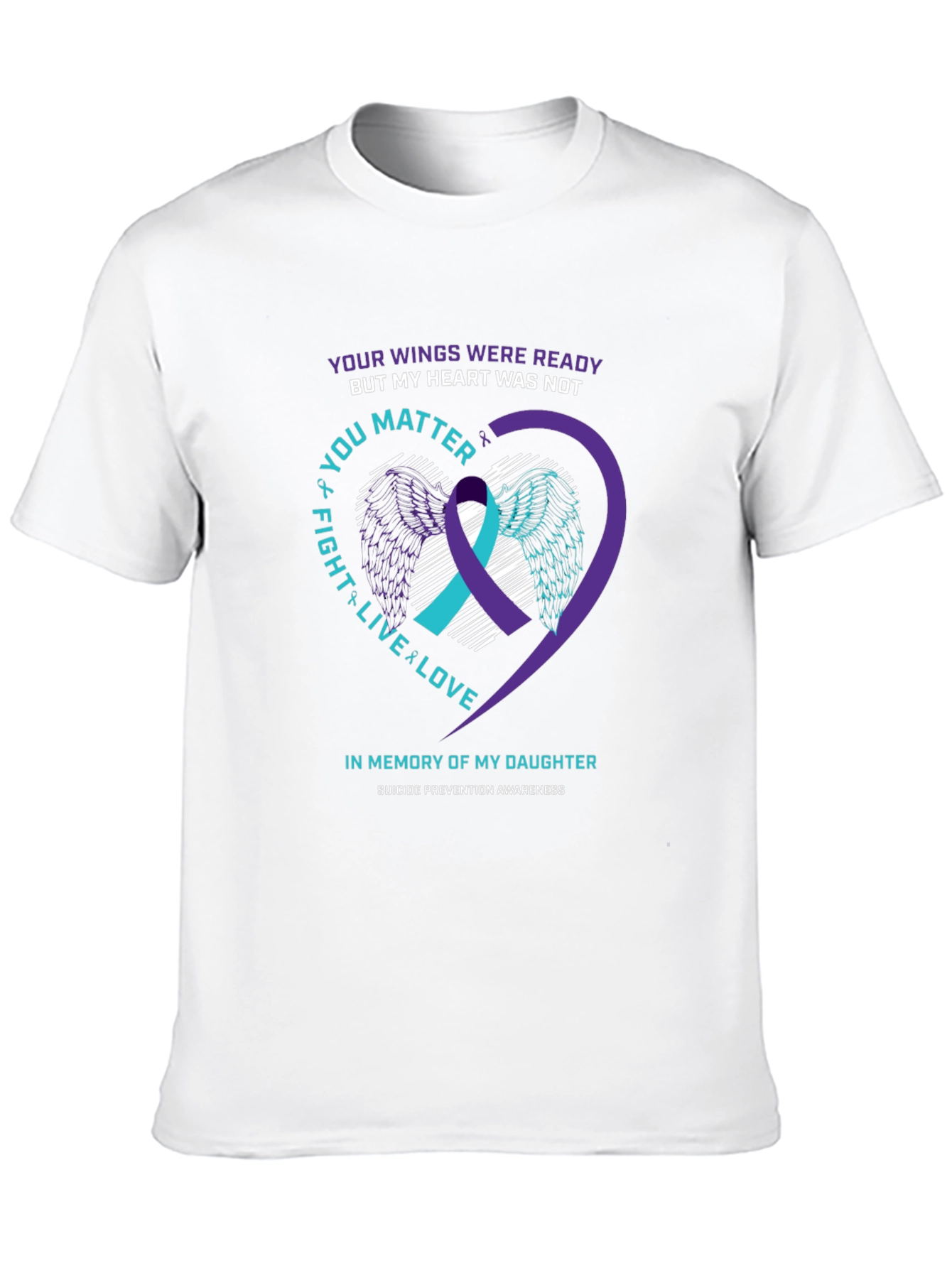 Suicide Awareness T-Shirt - Wings & Heart