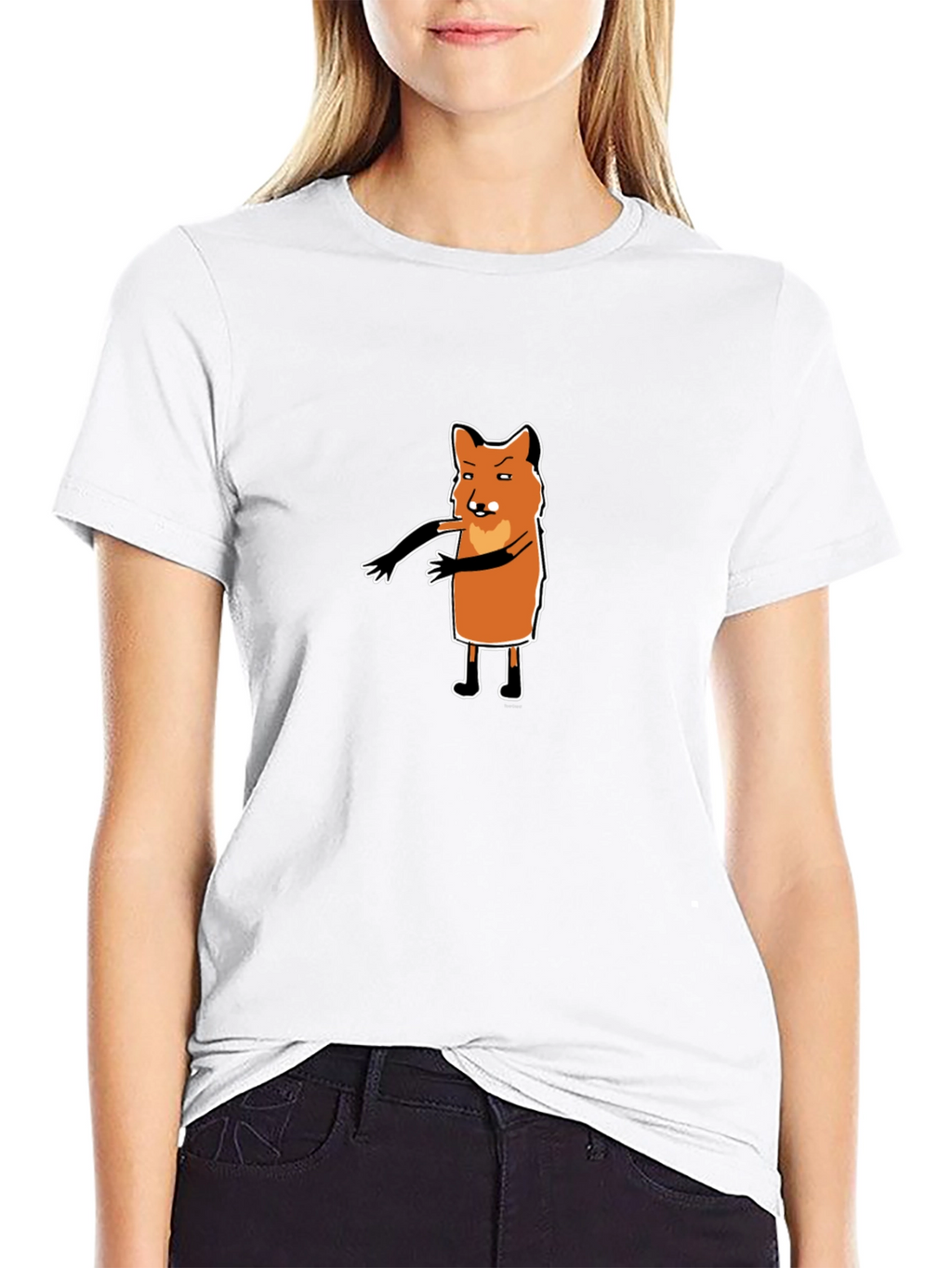 Cartoon Fox Graphic Tee - Black T-Shirt