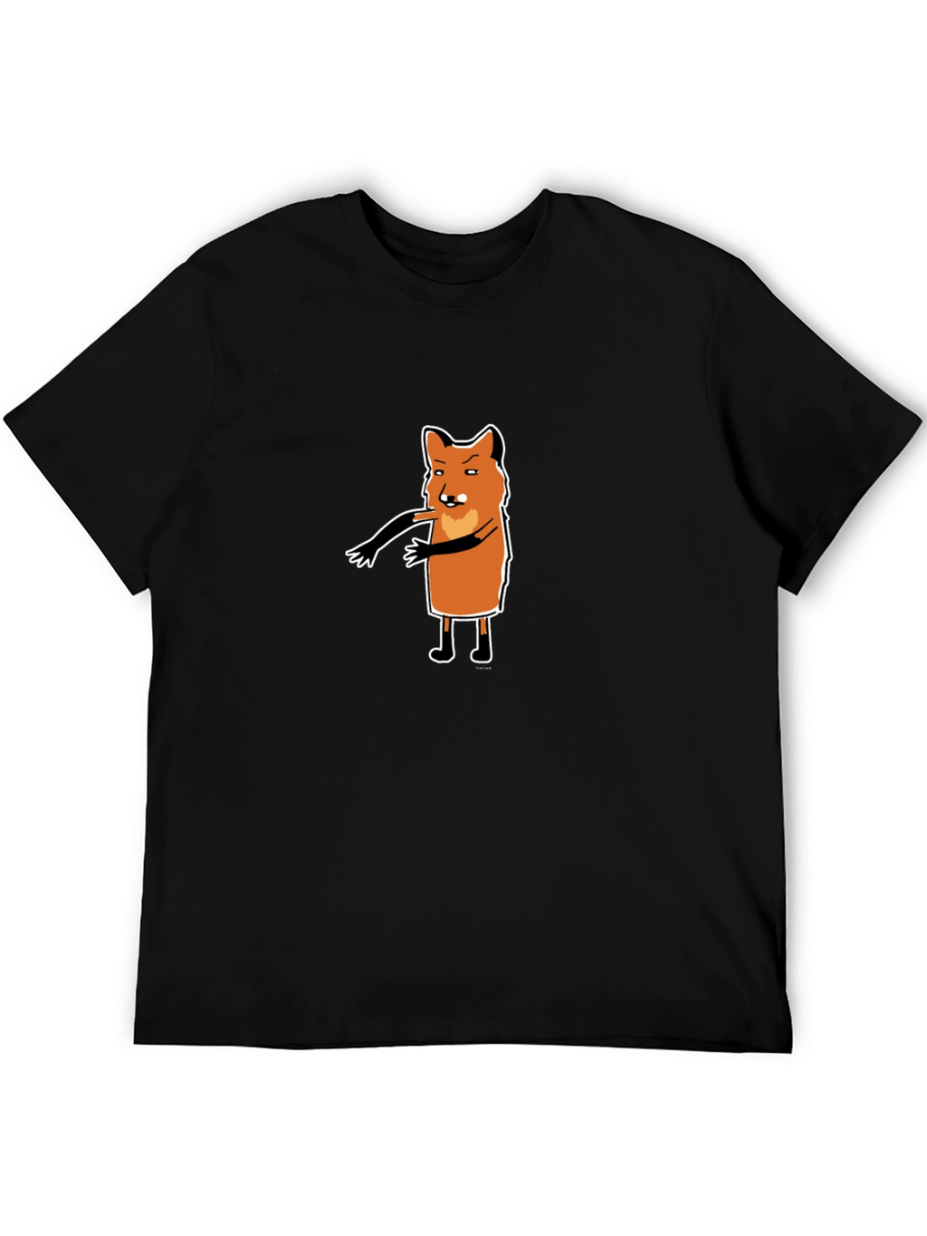 Cartoon Fox Graphic Tee - Black T-Shirt