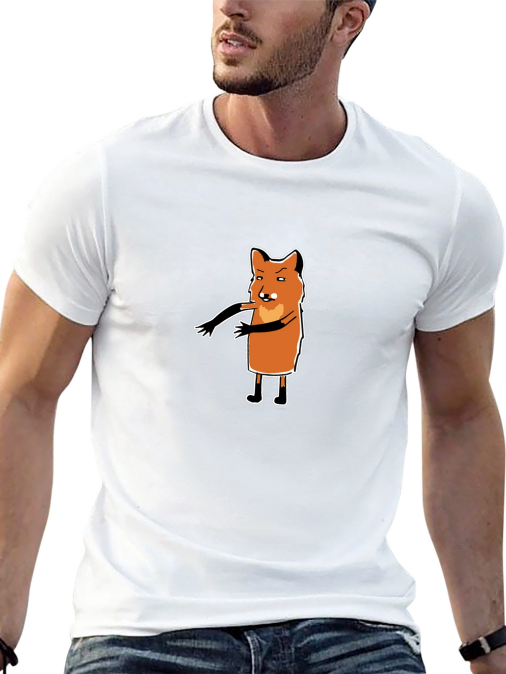 Cartoon Fox Graphic Tee - Black T-Shirt
