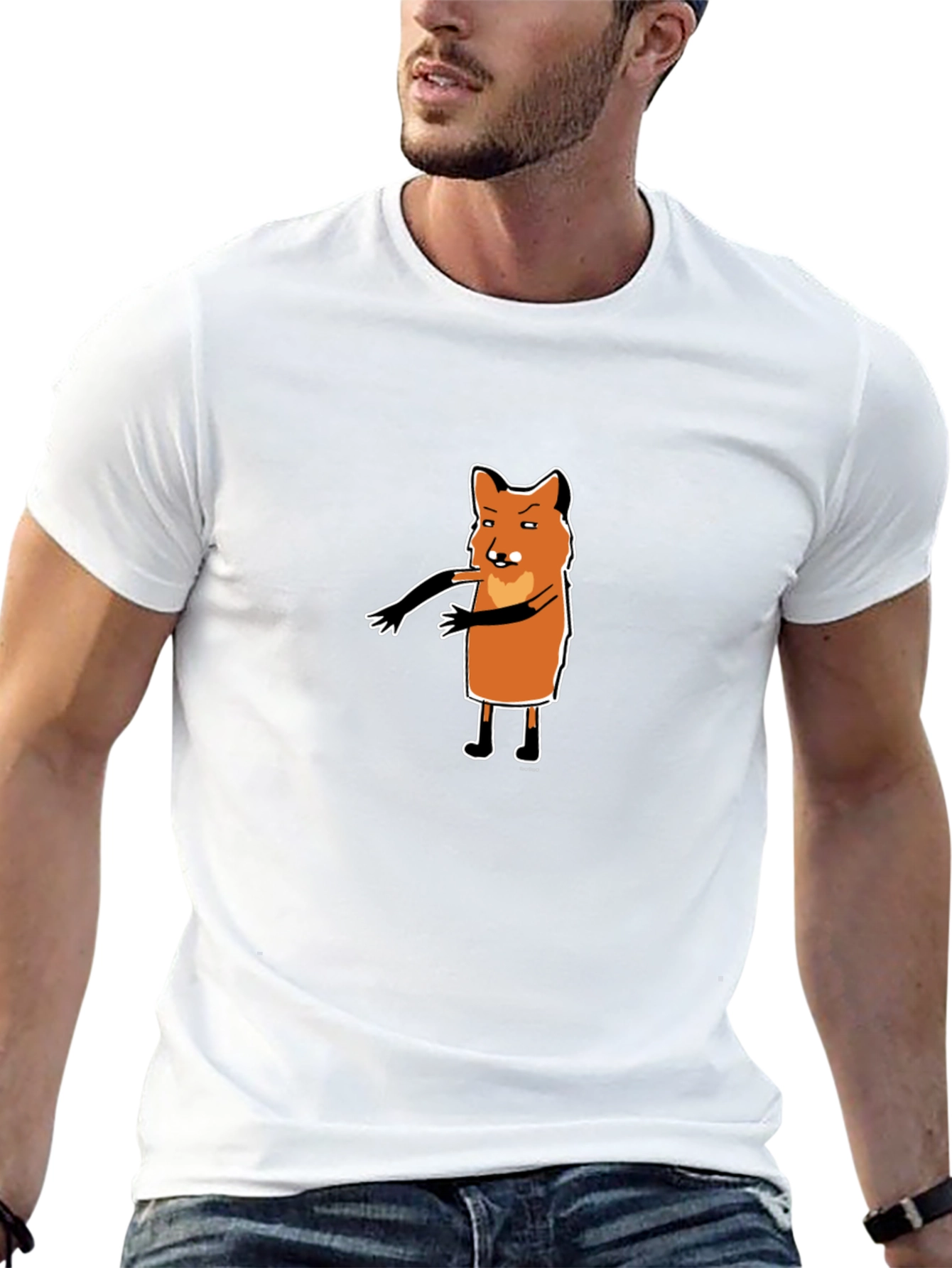Cartoon Fox Graphic Tee - Black T-Shirt