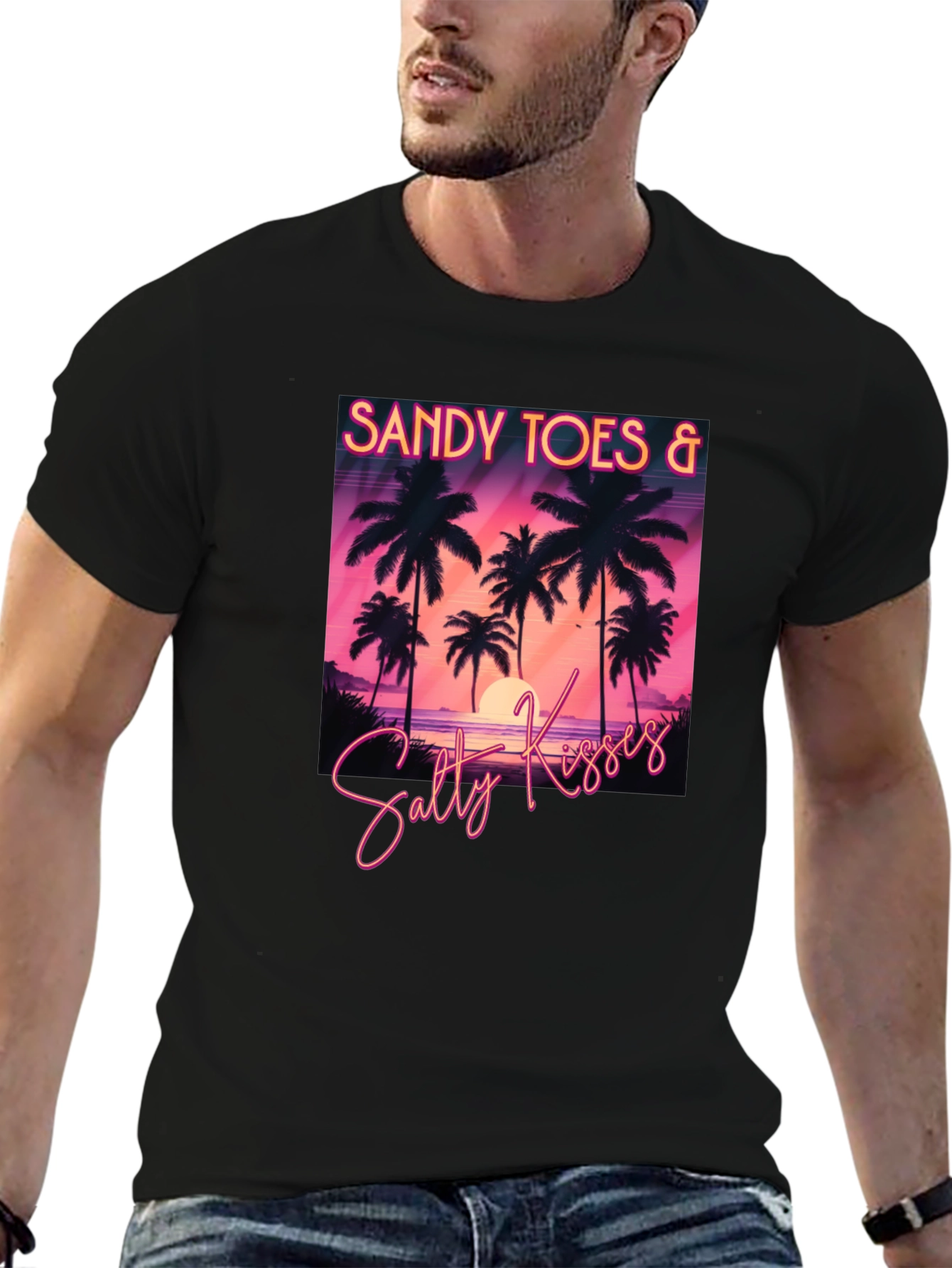 Sandy Toes & Salty Kisses Black T-Shirt