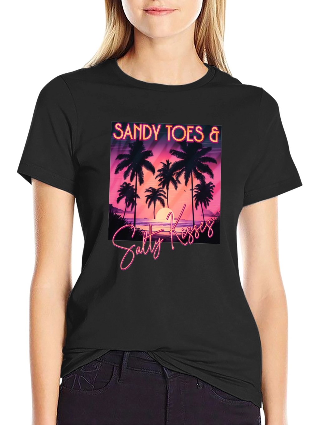 Sandy Toes & Salty Kisses Black T-Shirt