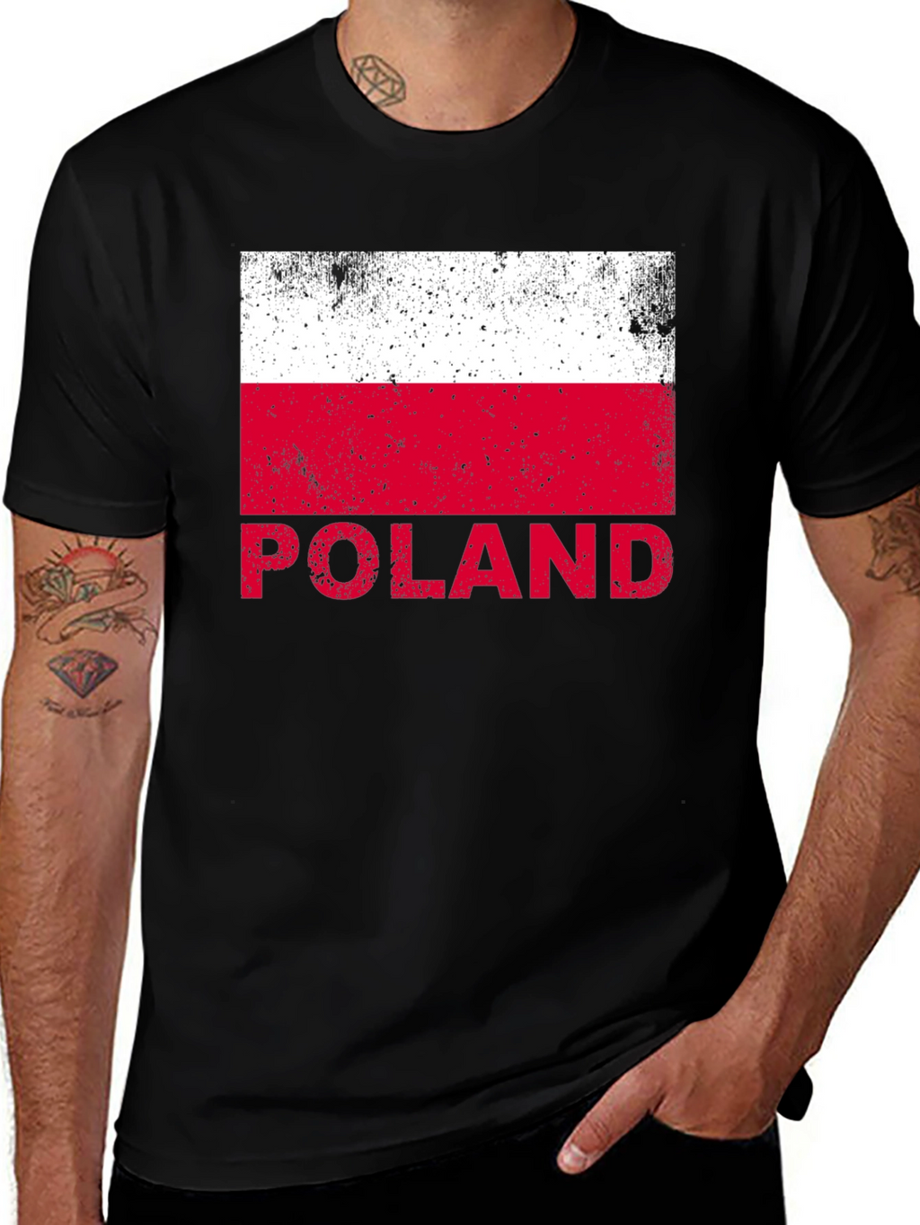 Poland Flag Graphic T-Shirt - Black