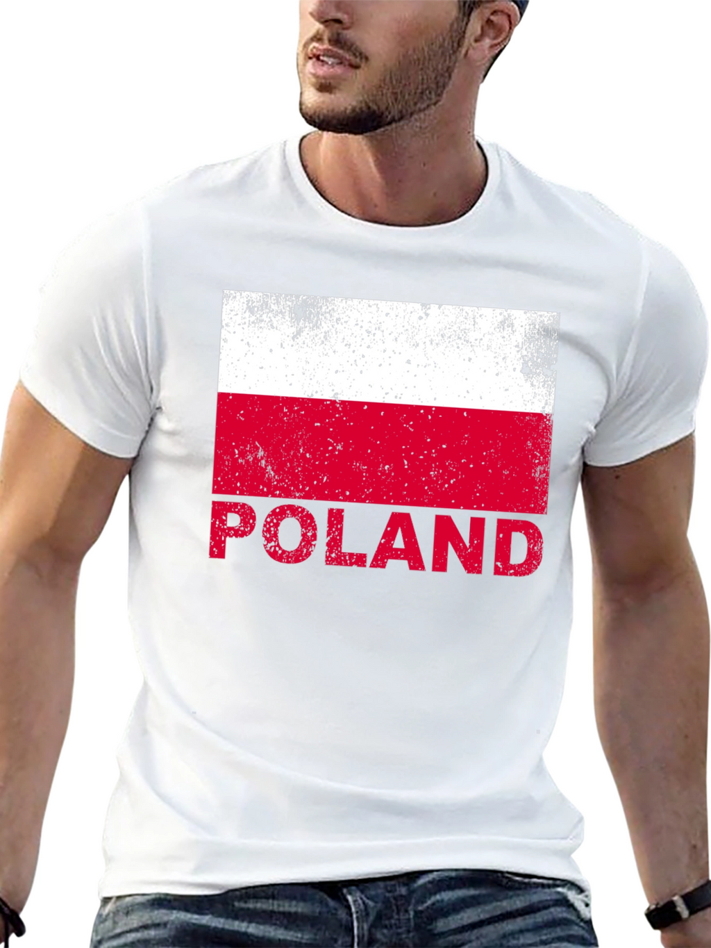 Poland Flag Graphic T-Shirt - Black