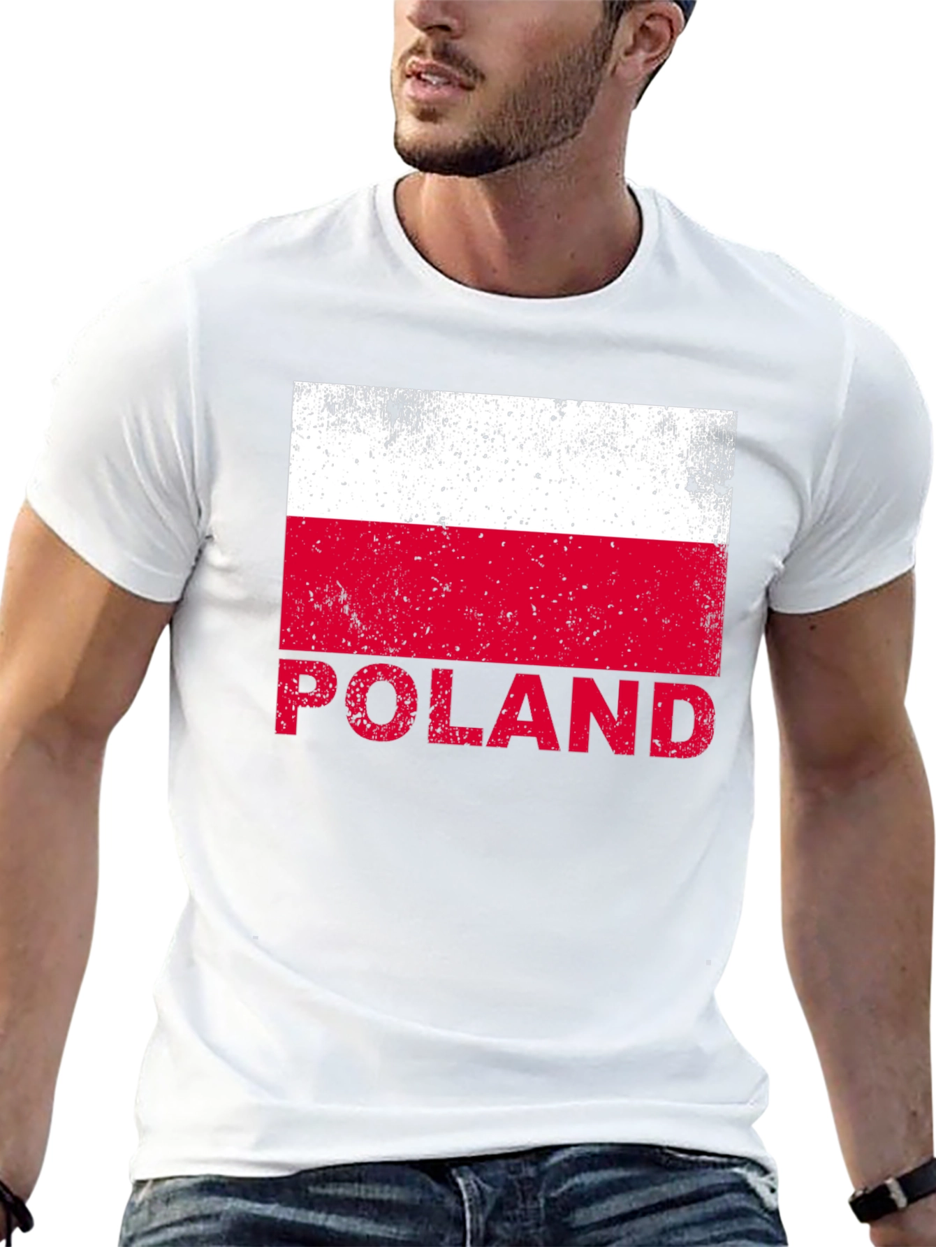Poland Flag Graphic T-Shirt - Black