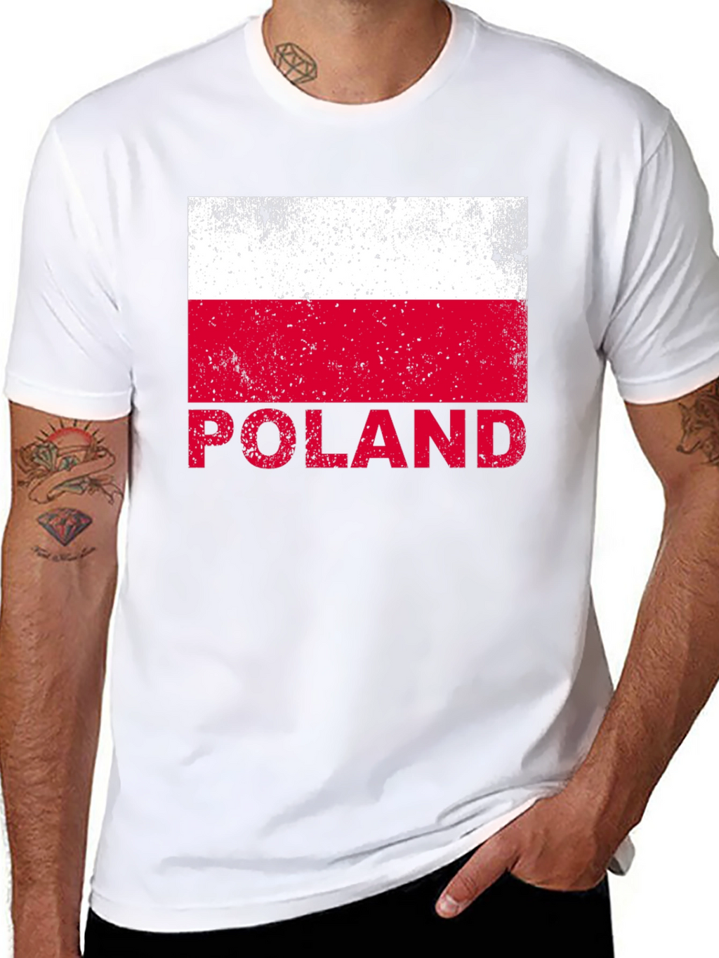 Poland Flag Graphic T-Shirt - Black
