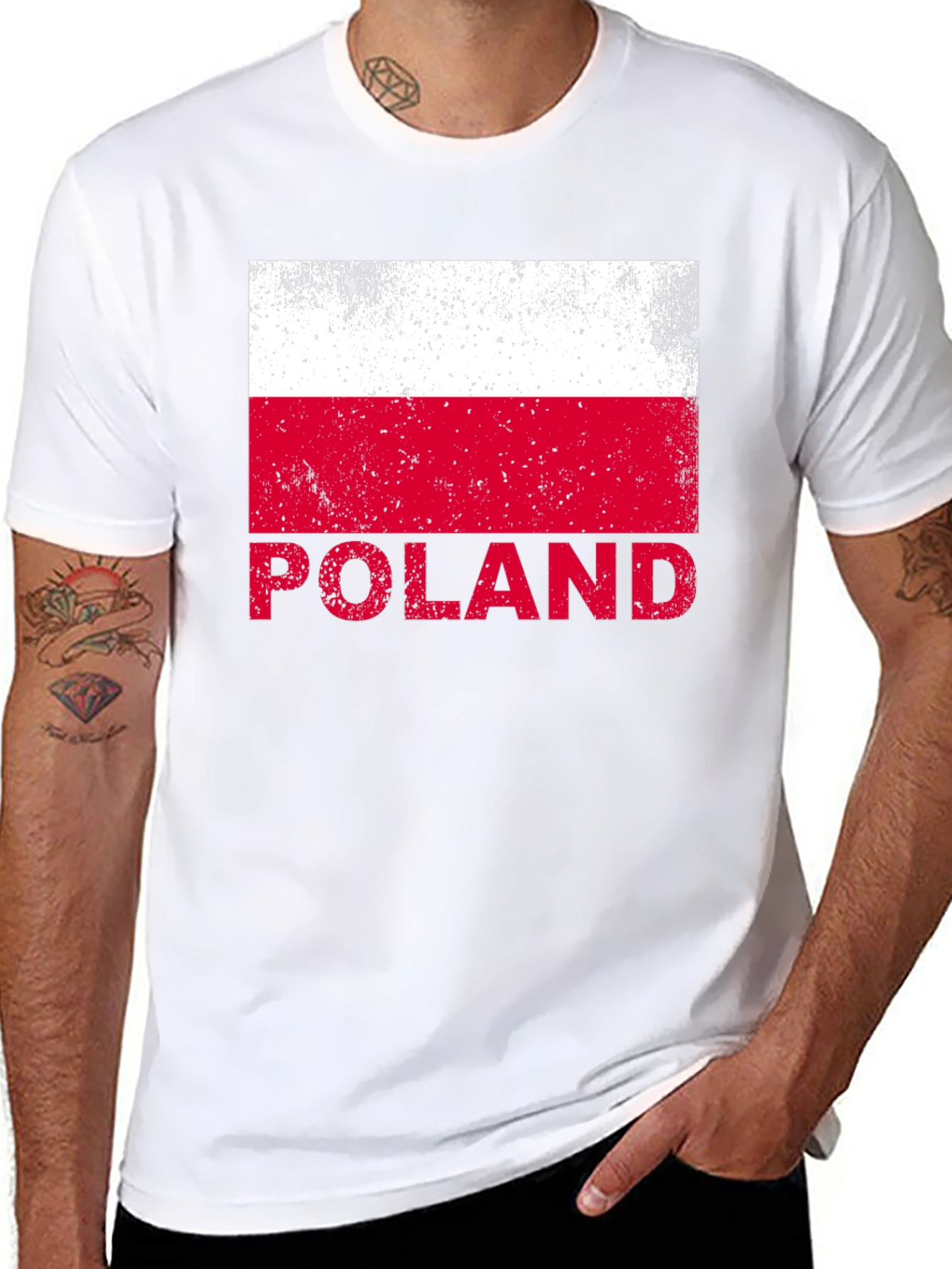 Poland Flag Graphic T-Shirt - Black