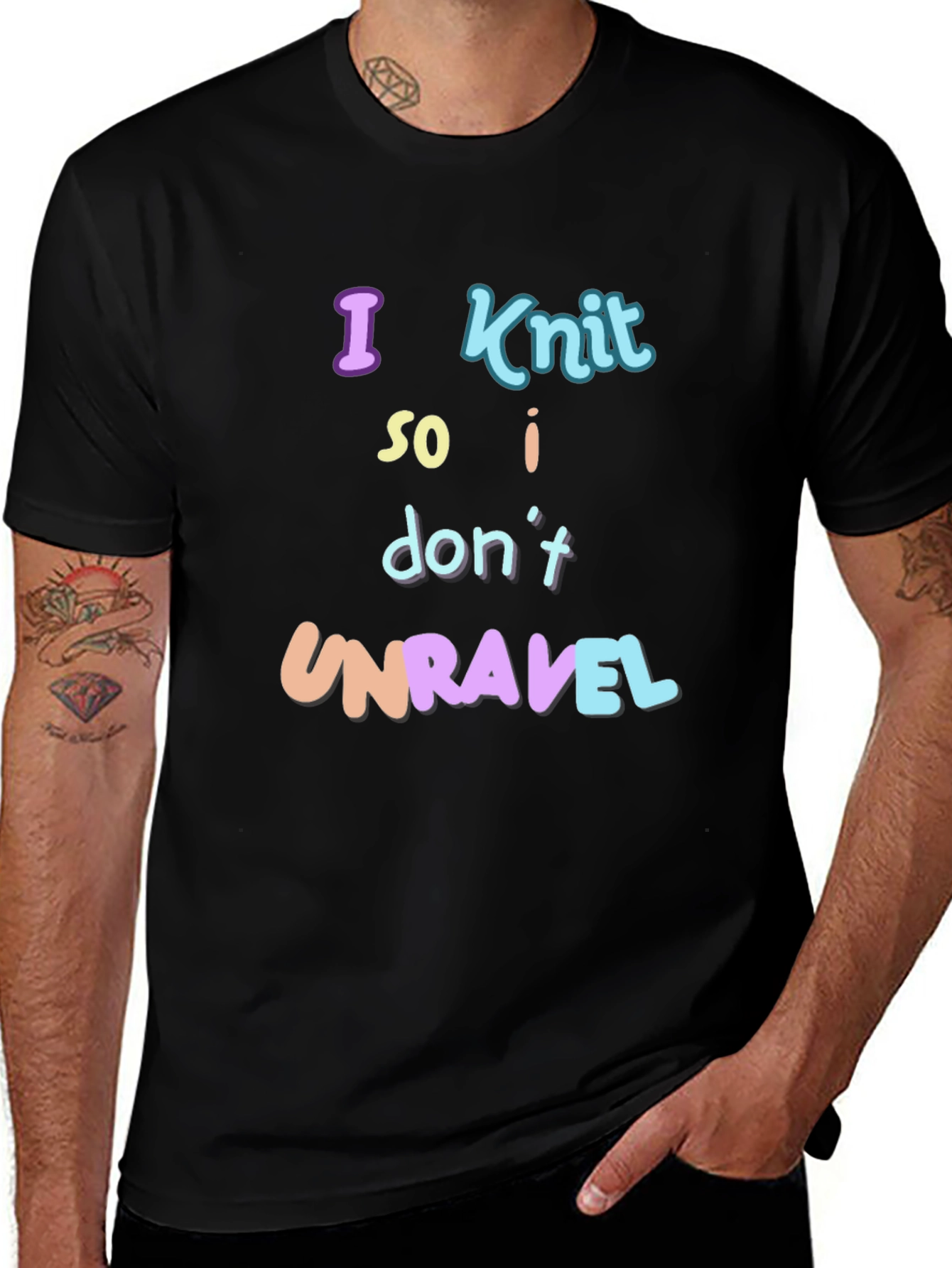 Knitting Humor T-Shirt - I Knit So I Dont Unravel