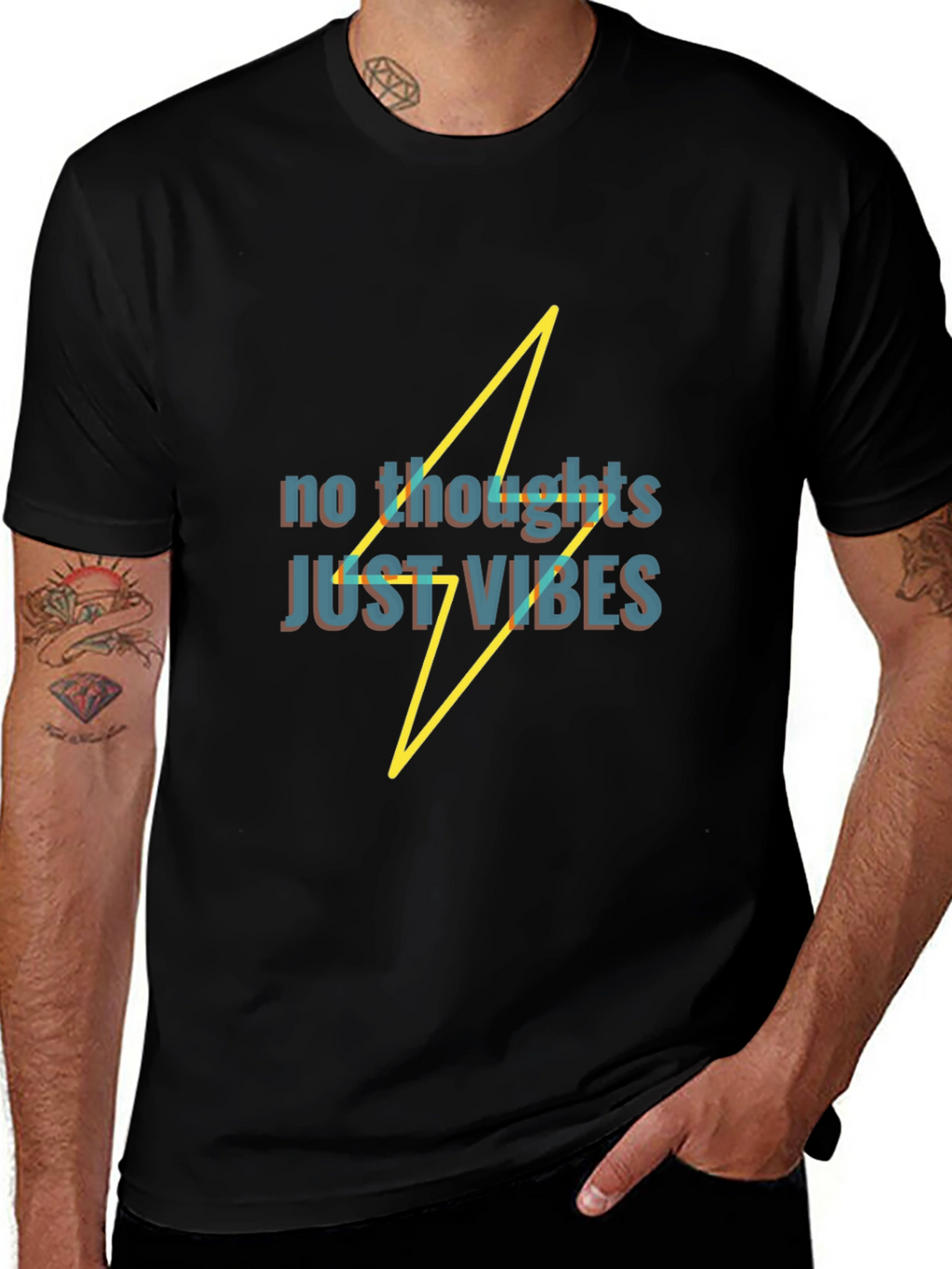 No Thoughts Just Vibes Black T-Shirt