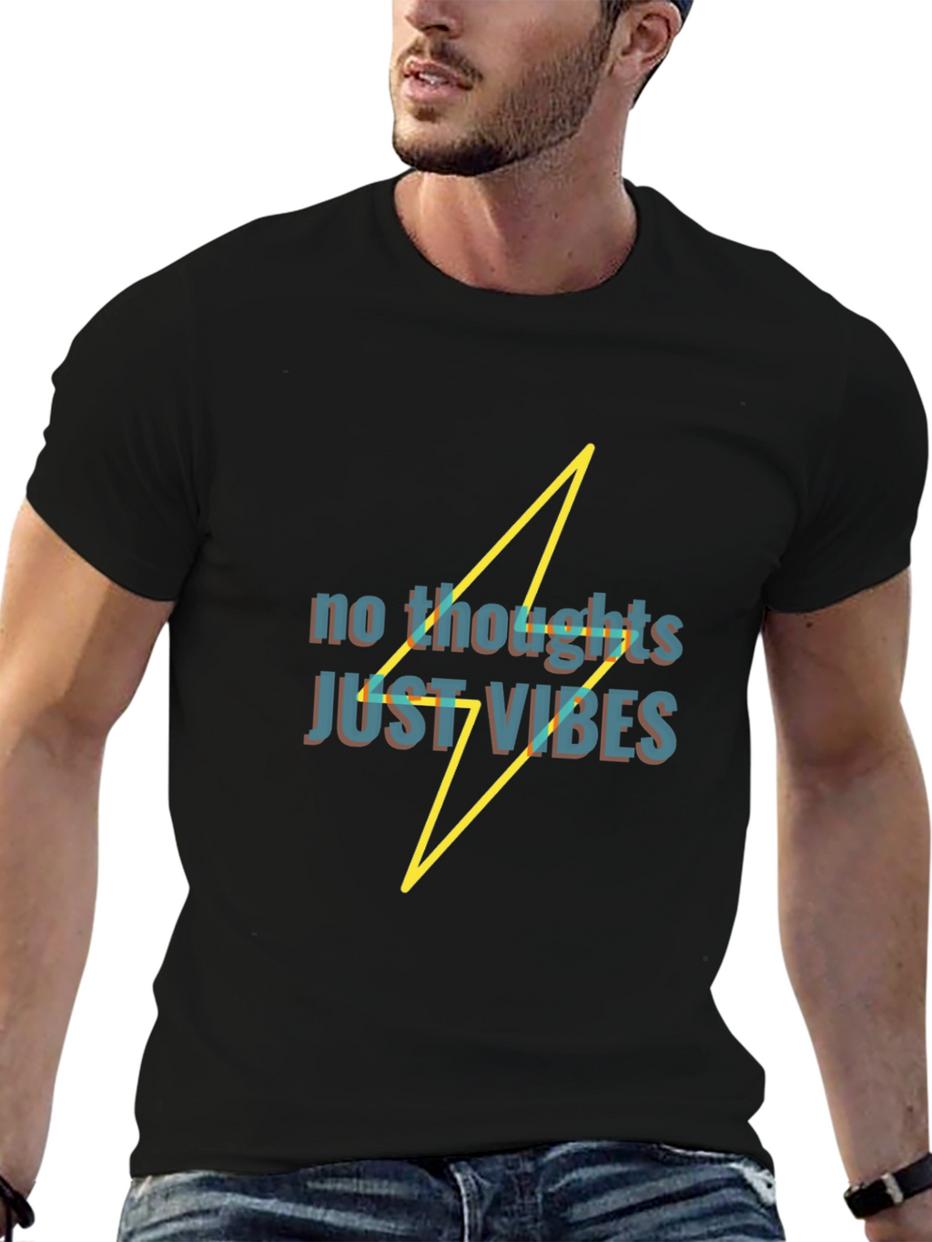 No Thoughts Just Vibes Black T-Shirt