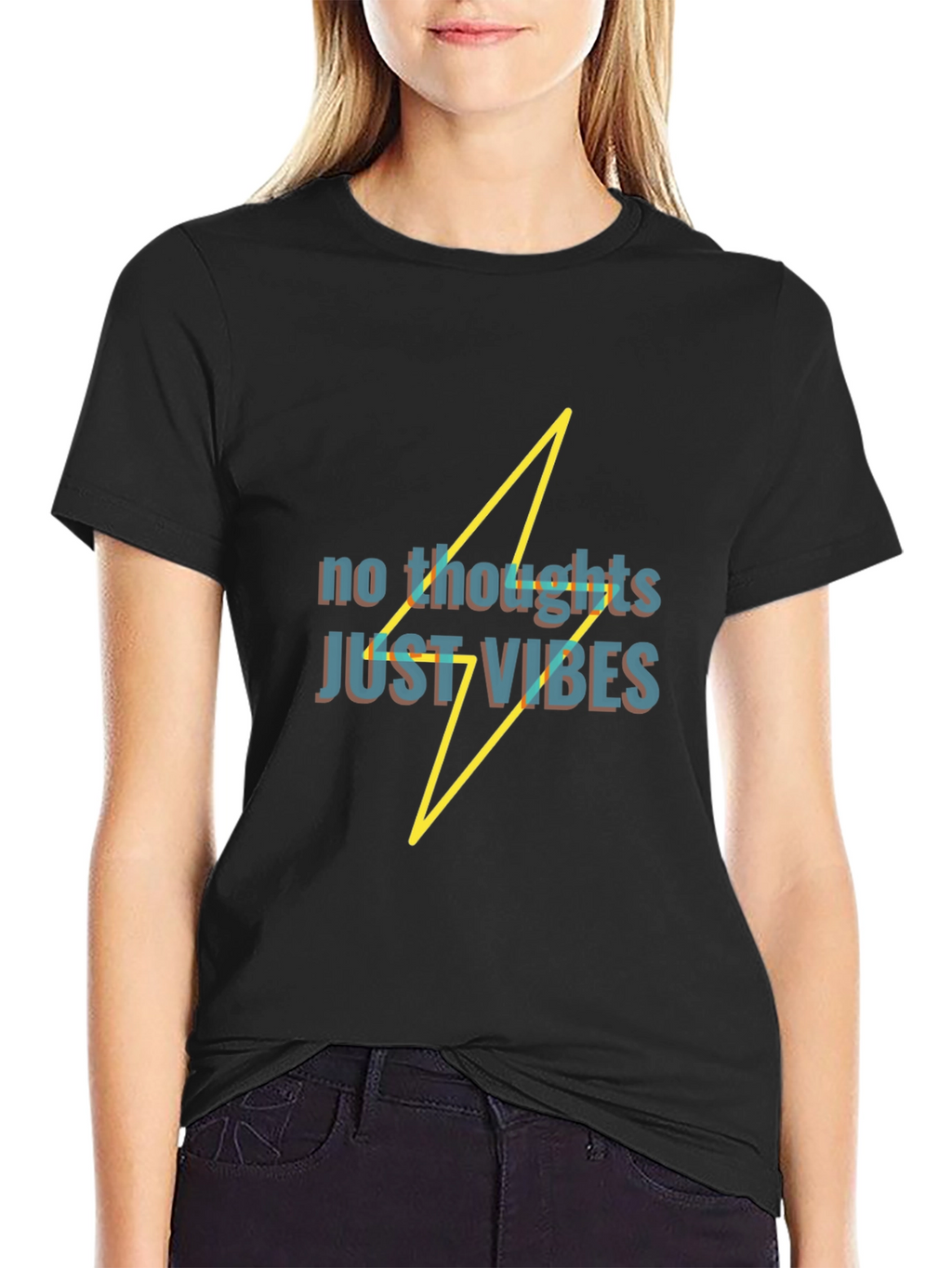 No Thoughts Just Vibes Black T-Shirt
