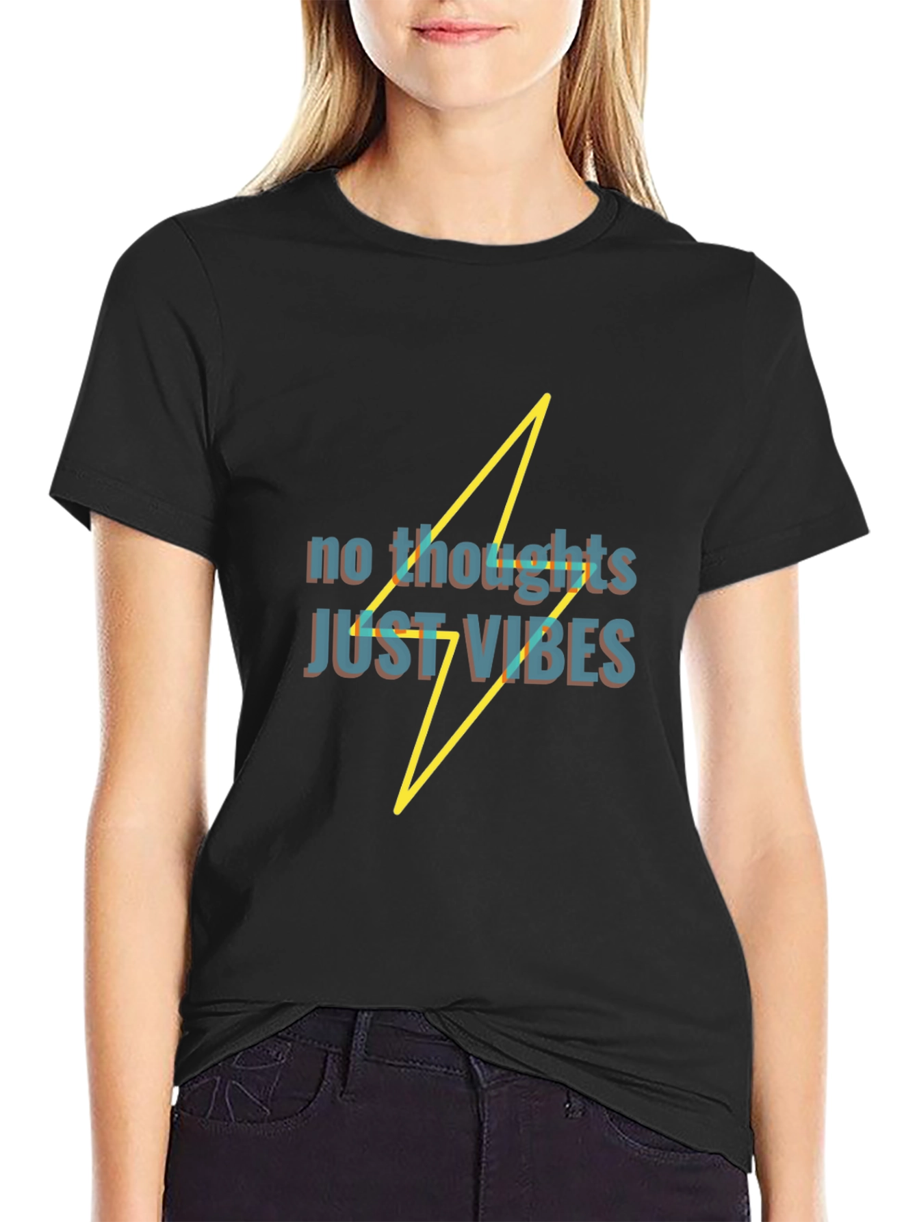 No Thoughts Just Vibes Black T-Shirt