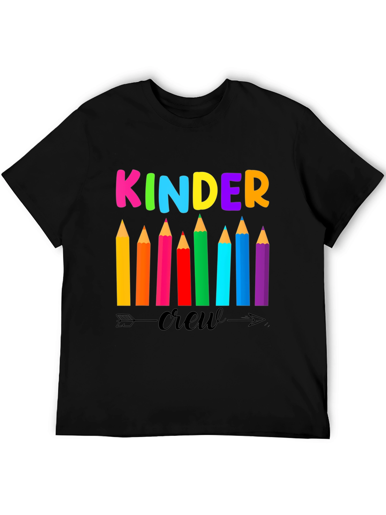 Kinder Crew Teacher T-Shirt - Colorful Pencils